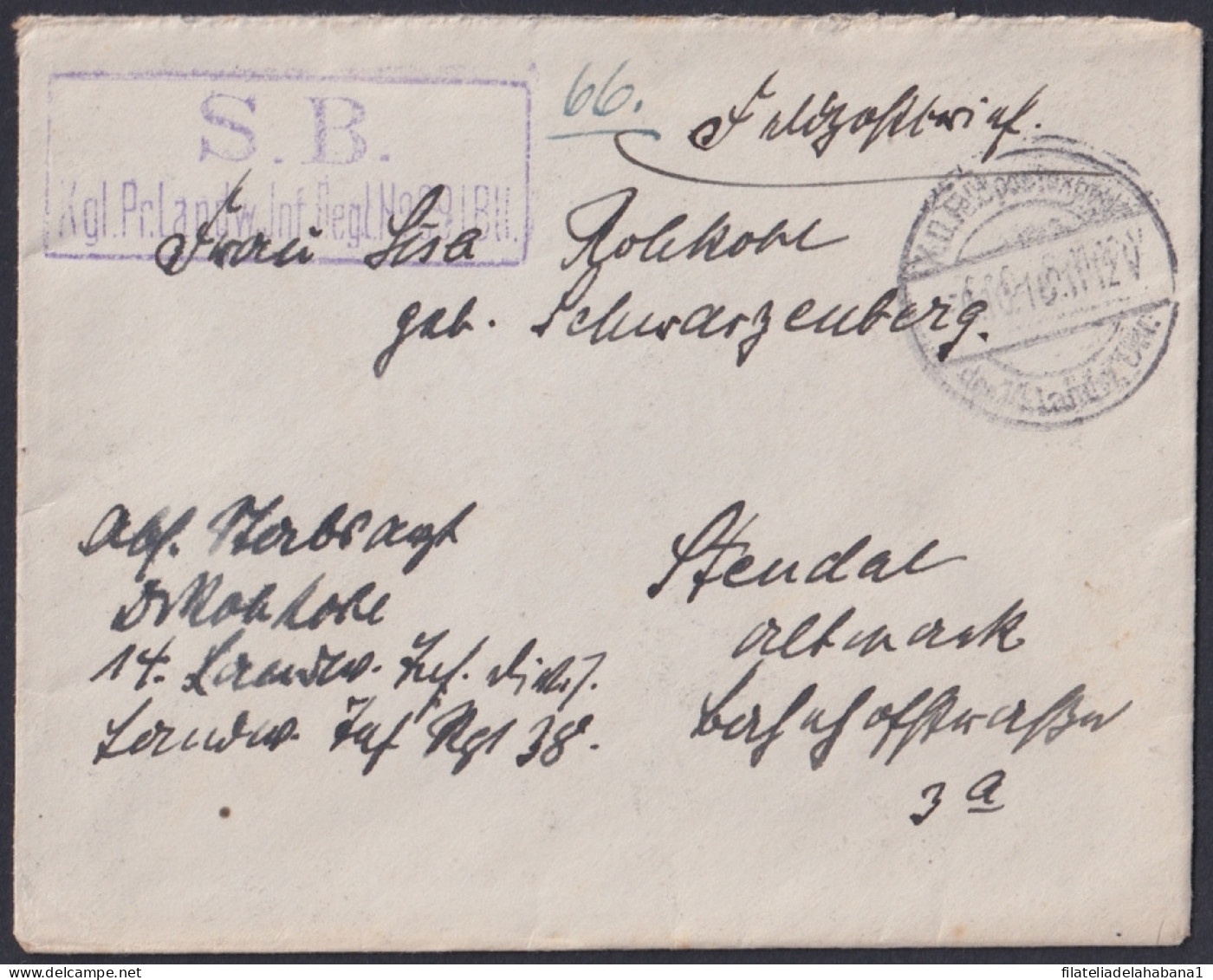 F-EX45894 GERMANY WWI FELDPOST 1918 KLG PR LANDW INF REGL Nº89.  - Autres & Non Classés