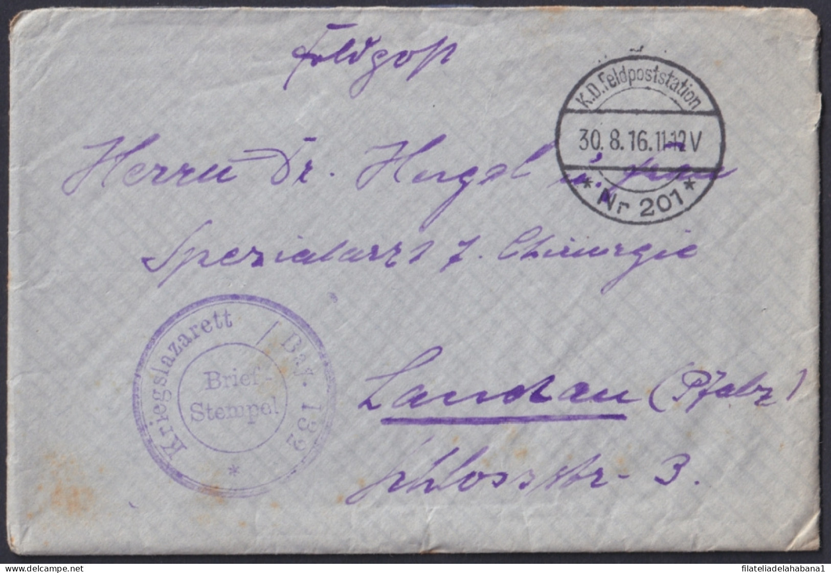 F-EX45897 GERMANY WWI FELDPOST 1916 KRIEGSLAZARETT MEDICINE HOSPITAL + LETTER.  - Other & Unclassified