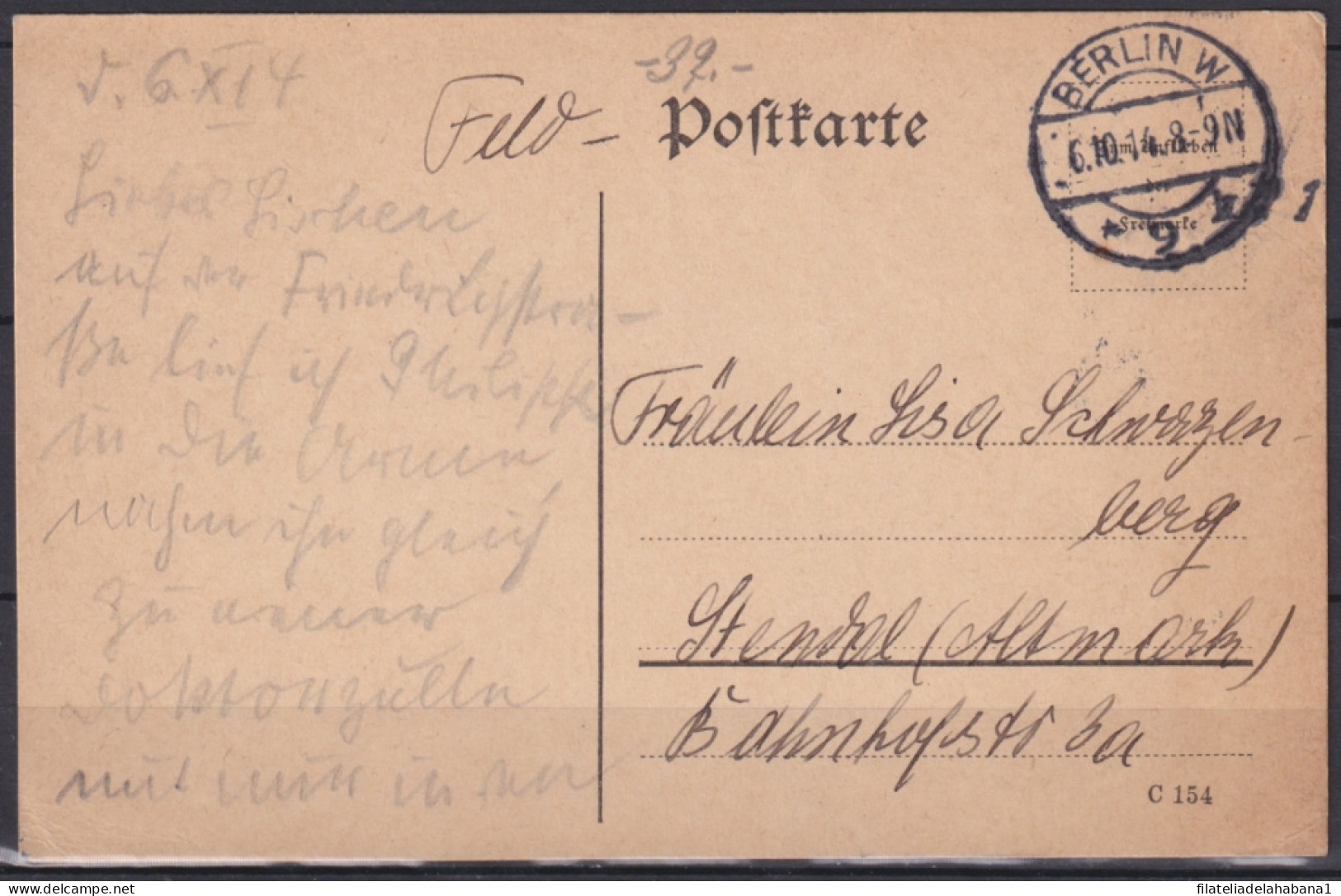 F-EX45910 GERMANY WWI FELDPOST 1914 BERLIN CARD.  - Autres & Non Classés