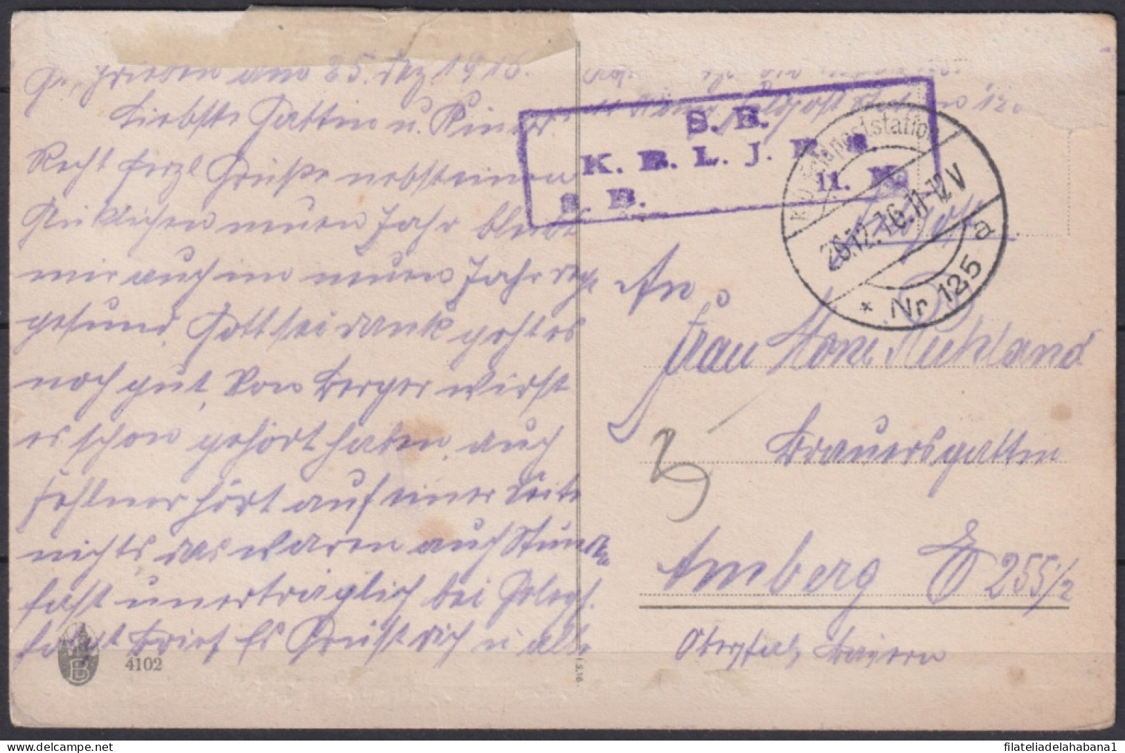 F-EX45916 GERMANY WWI FELDPOST 1916 POSTCARD S.B. K.B.L.J.R.8.  - Sonstige & Ohne Zuordnung