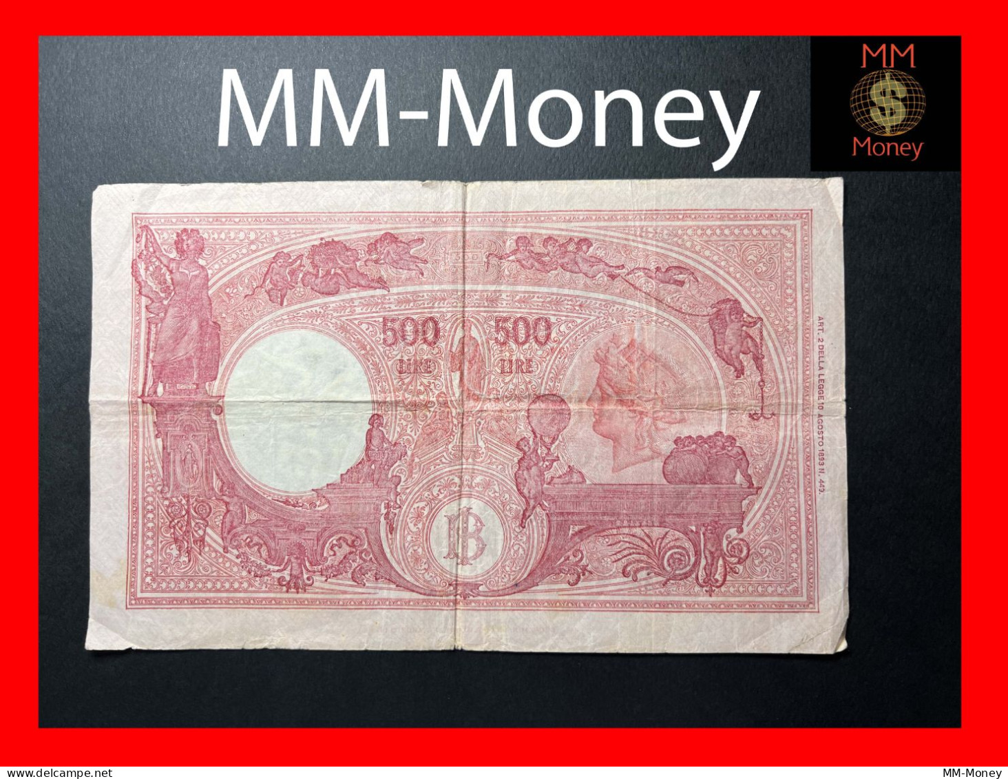 ITALY 500 Lire  11.11.1944   P.  70  VF  *scarce*      [MM-Money] - 500 Liras