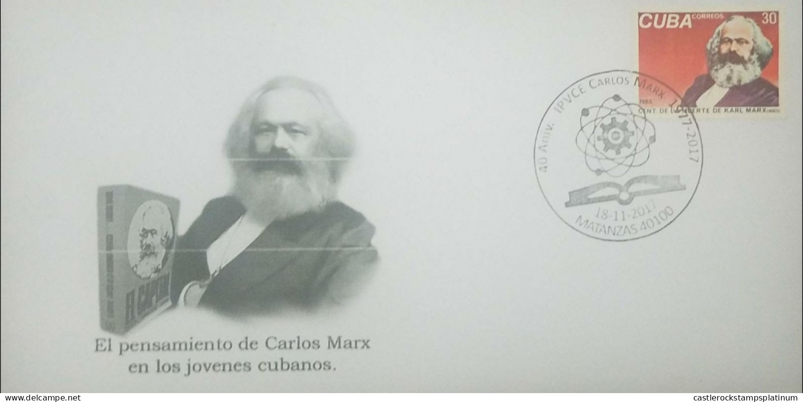 P) 2017 CUBA, CARLOS MARX, THE THOUGHT OF CARLOS MARX IN THE CUBAN YOUNG PEOPLE, RED, 30, FDC - Autres & Non Classés