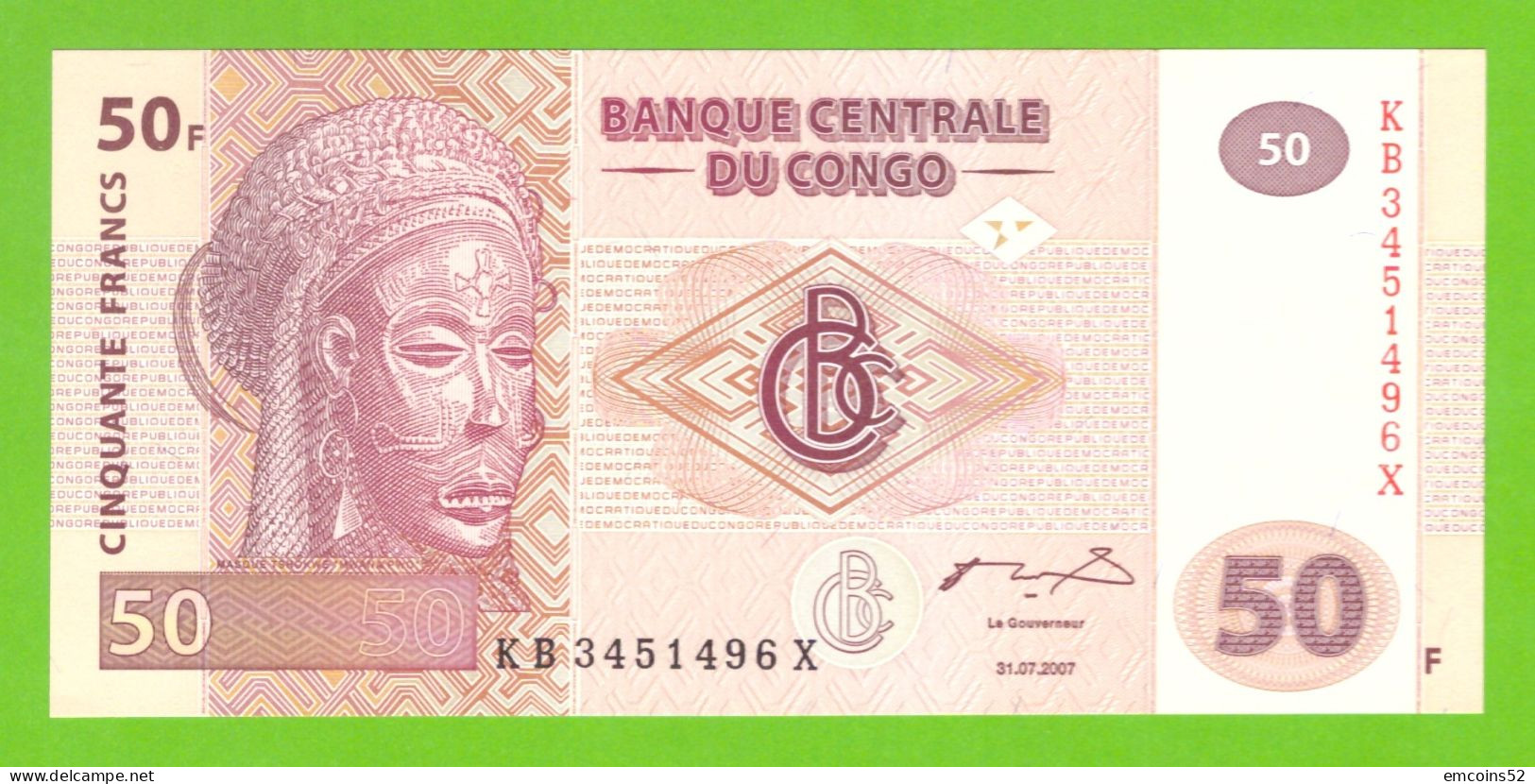 CONGO D.R. 50 FRANCS 2007 G&D  P-97a UNC - Demokratische Republik Kongo & Zaire