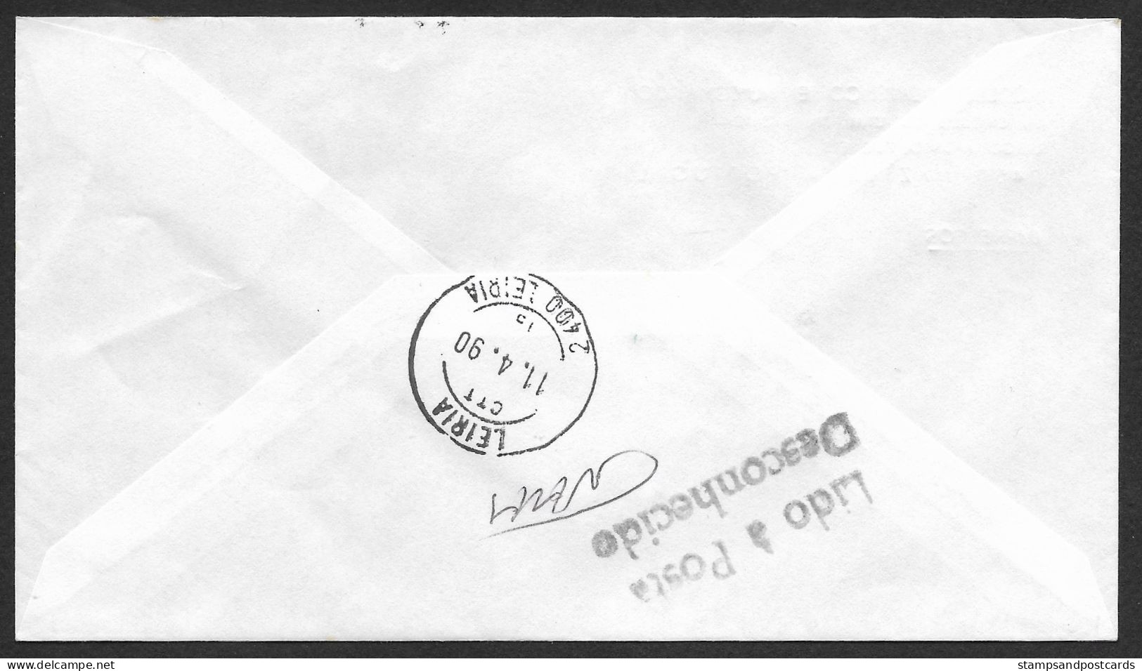 Portugal 1990 " Lido à Posta " Inconnu Leiria Retourné Lettre Avec Cachet Commémoratif Event Pmk Returned Cover - Postal Logo & Postmarks