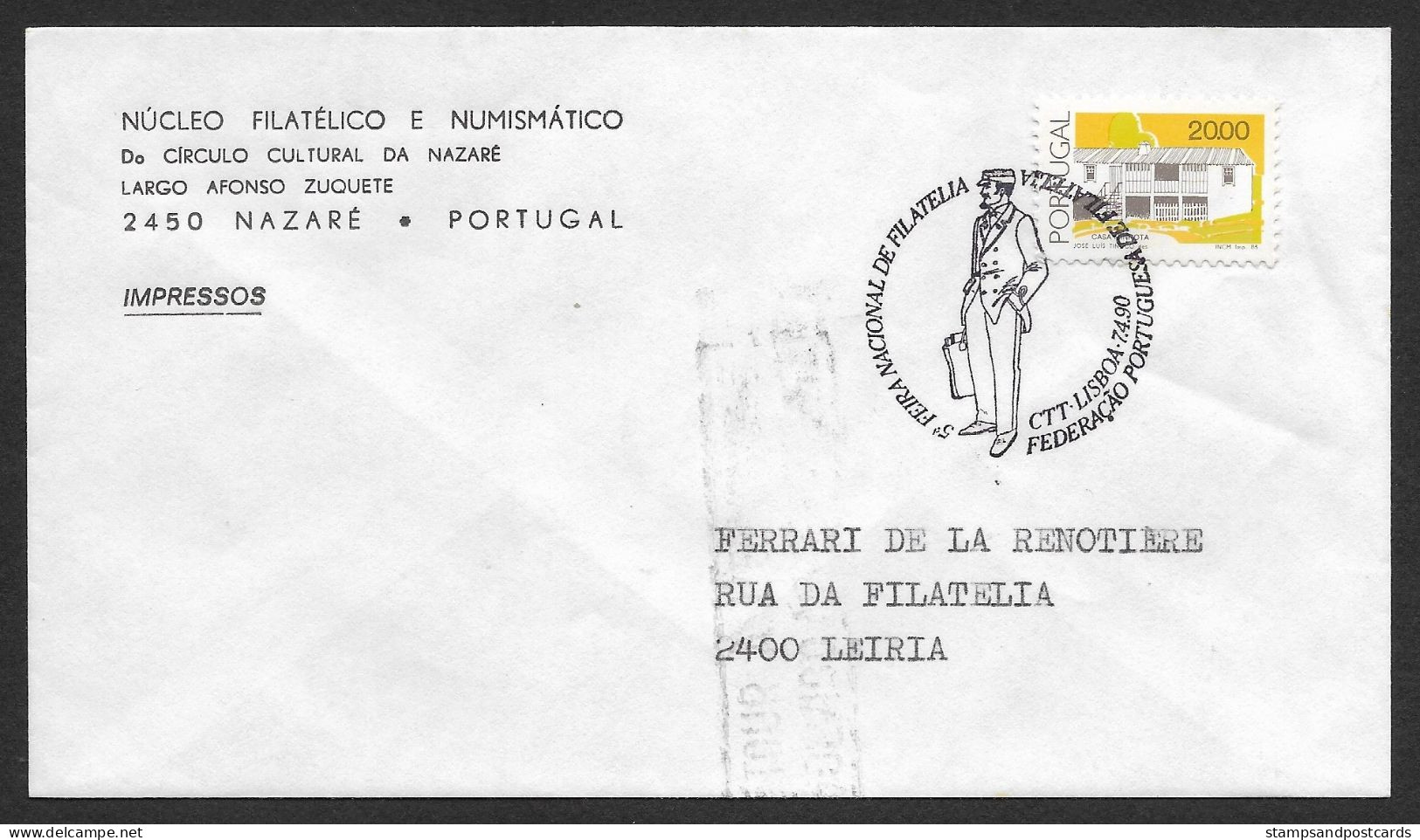 Portugal 1990 " Lido à Posta " Inconnu Leiria Retourné Lettre Avec Cachet Commémoratif Event Pmk Returned Cover - Flammes & Oblitérations