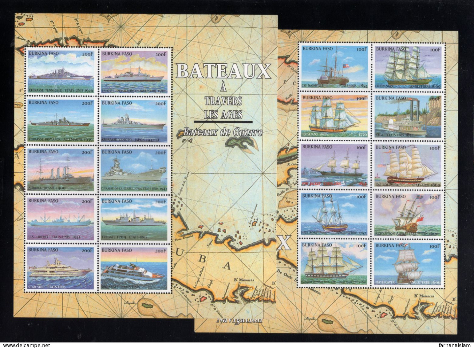 Burkina Faso 1990 1999 BATEAUX A TRAVERS LES AGES / SHIPS 2 Souvenir Sheet MS - Burkina Faso (1984-...)