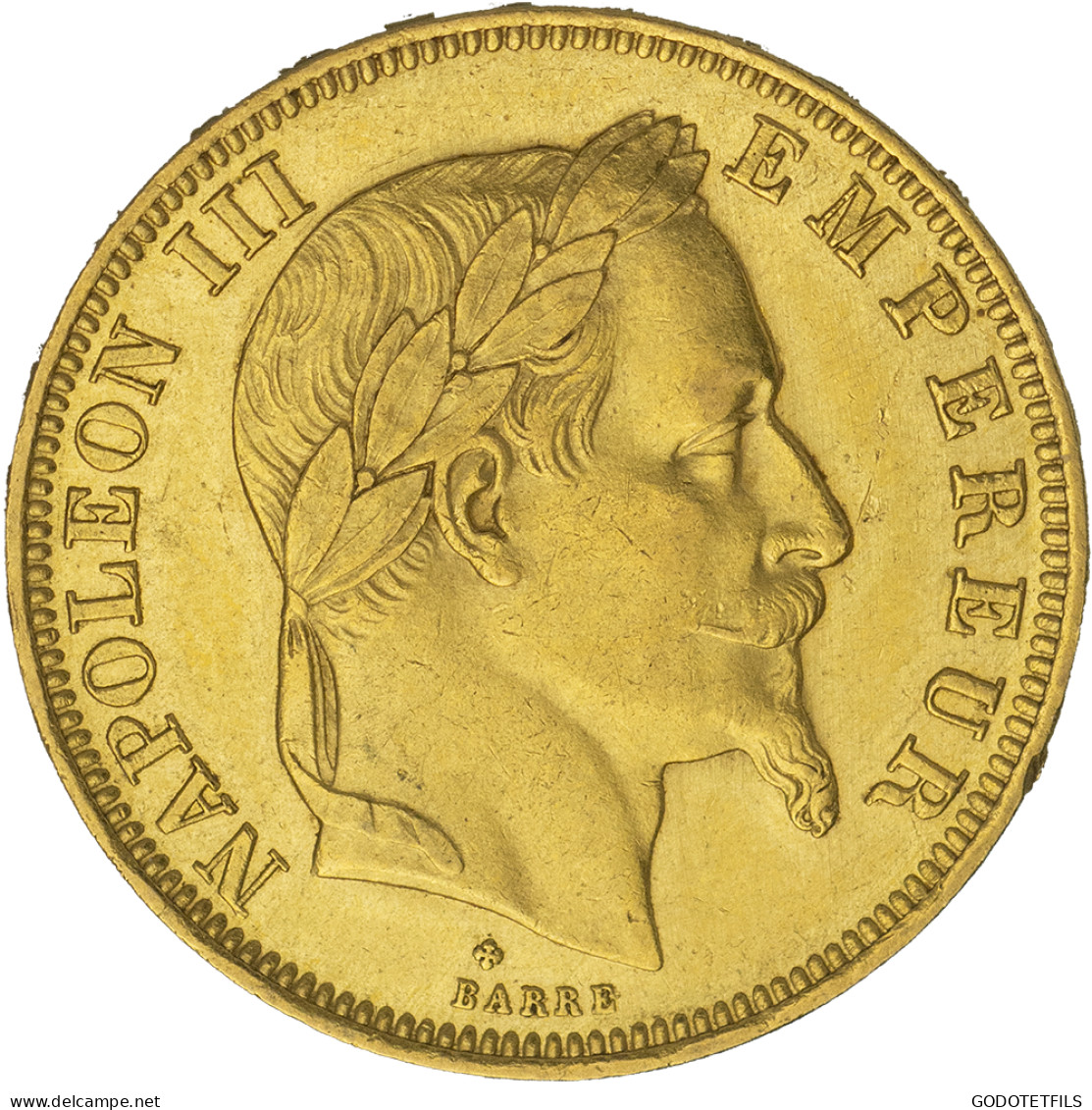 Second-Empire- 50 Francs Napoléon III Tête Laurée 1866 Strasbourg - 50 Francs (gold)