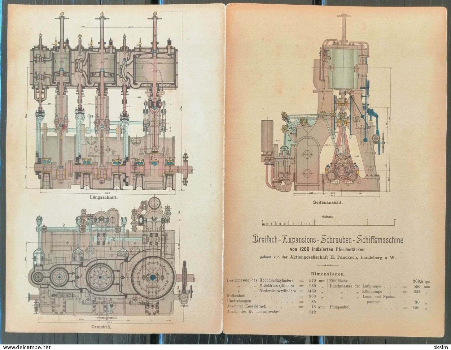 Drawings of machinery in colour, consisting of several layers that can be unfolded to show the interior of the machines