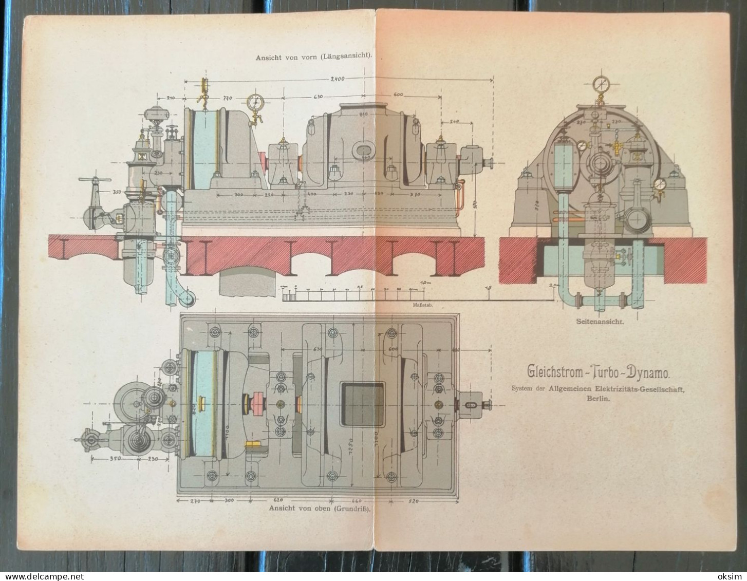 Drawings of machinery in colour, consisting of several layers that can be unfolded to show the interior of the machines