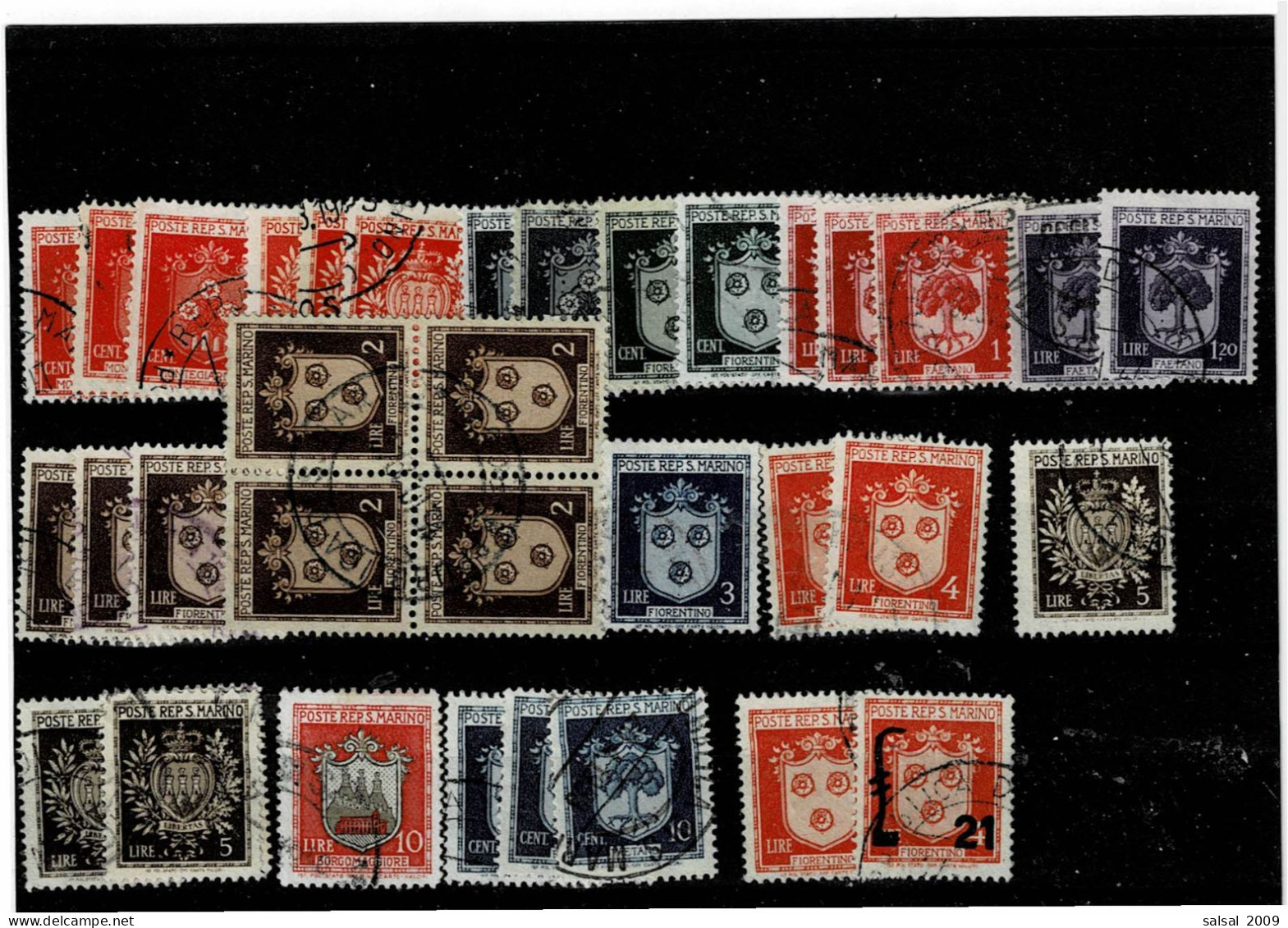 SAN MARINO ,"Stemmi" ,34 Pezzi Usati ,con Ripetizioni ,qualita Ottima - Used Stamps