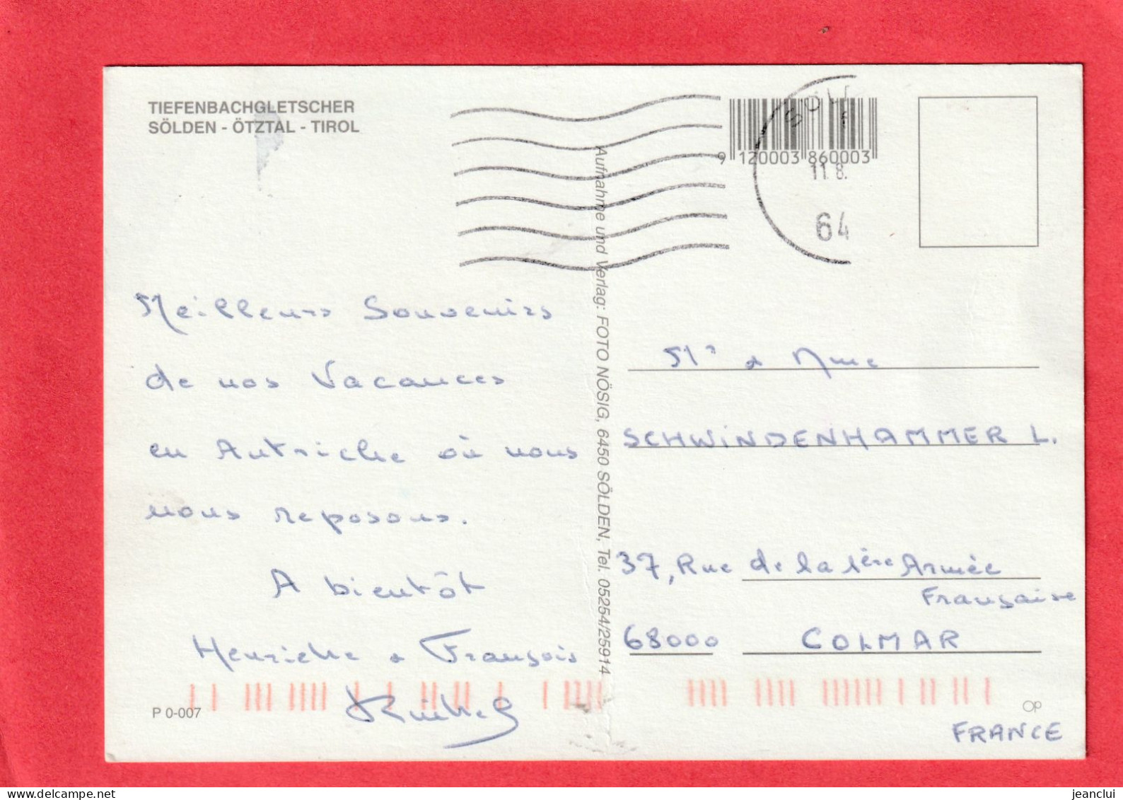 CPM. TIEFENBACHGLETSCHER . SÖLDEN . ÖTZTAL . TIROL . TIMBRE DECOLLE CARTE INTACTE .  2 SCANNES - Sölden