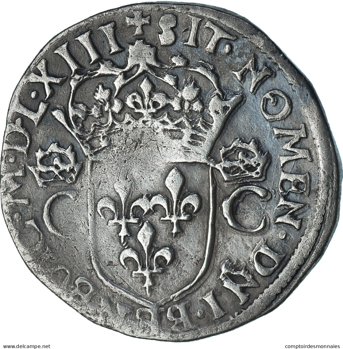 France, Charles IX, Teston Aux 2 C Couronnés, 1563, Rennes, TB, Argent - 1560-1574 Carlos IX