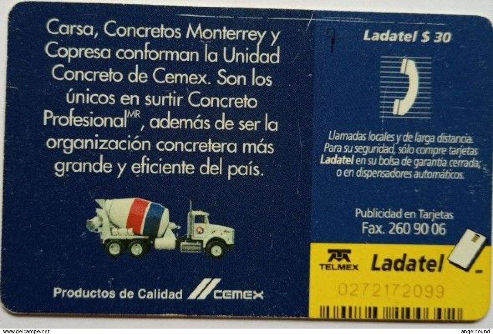 Mexico Ladatel $30 - Cemex - Mexique