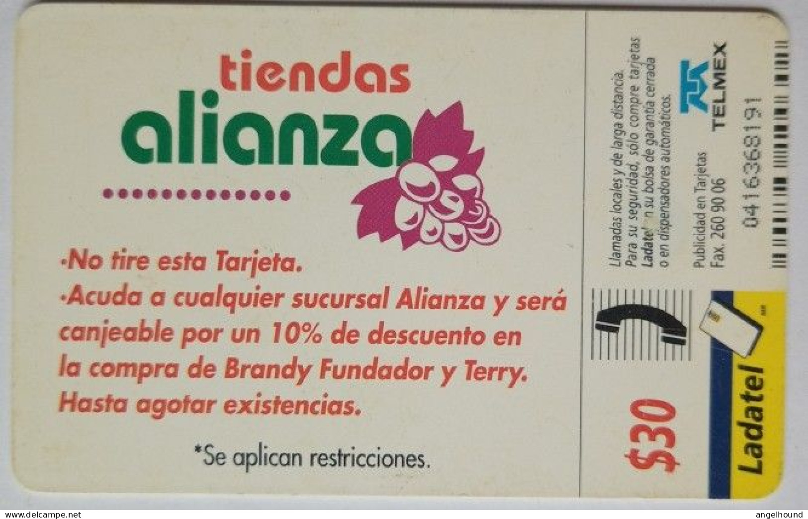 Mexico Ladatel $30 - Tiendas Allianz - Fundador - Mexique