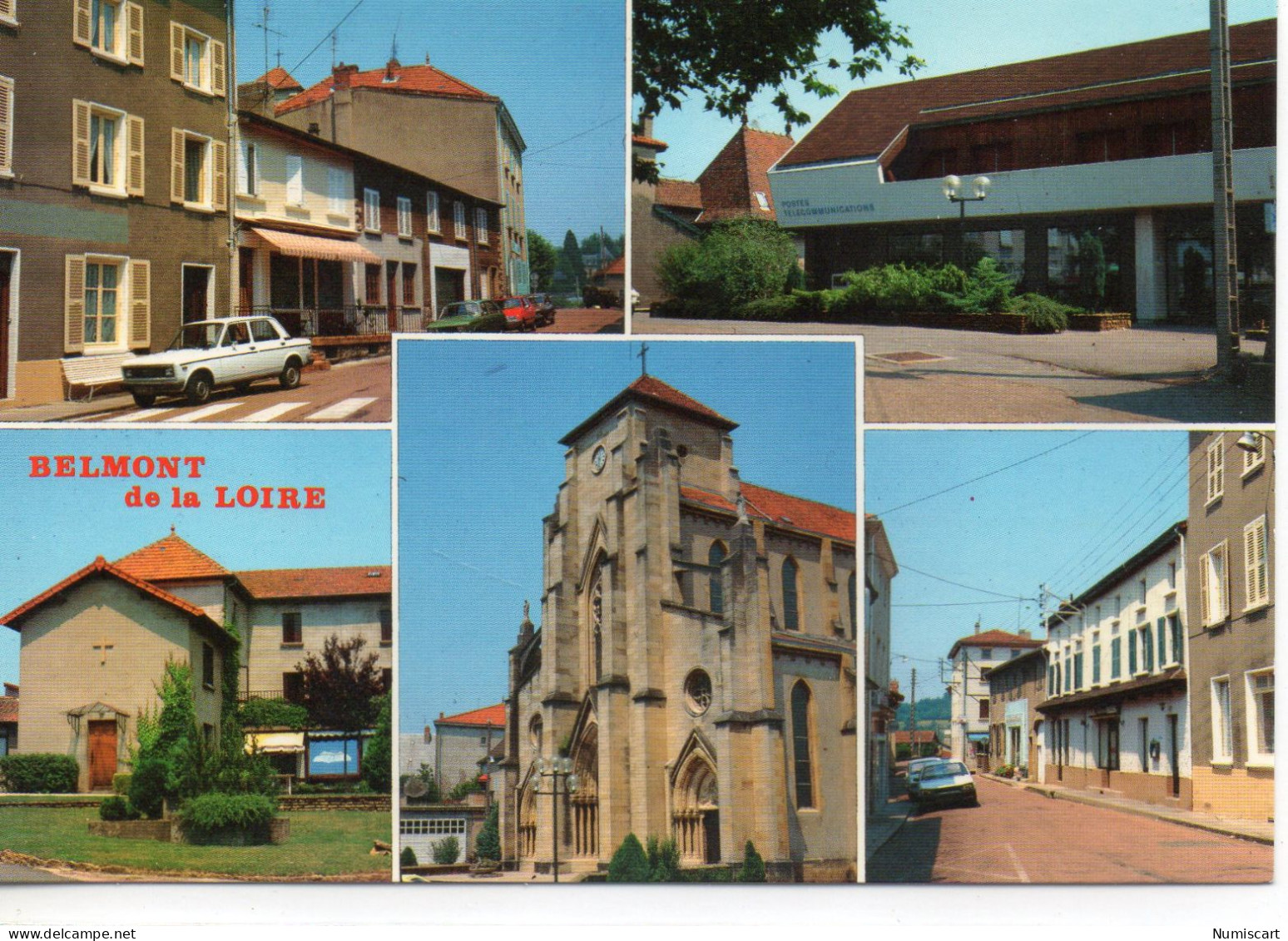 Belmont-de-la-Loire Belle Multi-vues Du Village Eglise Voitures - Belmont De La Loire