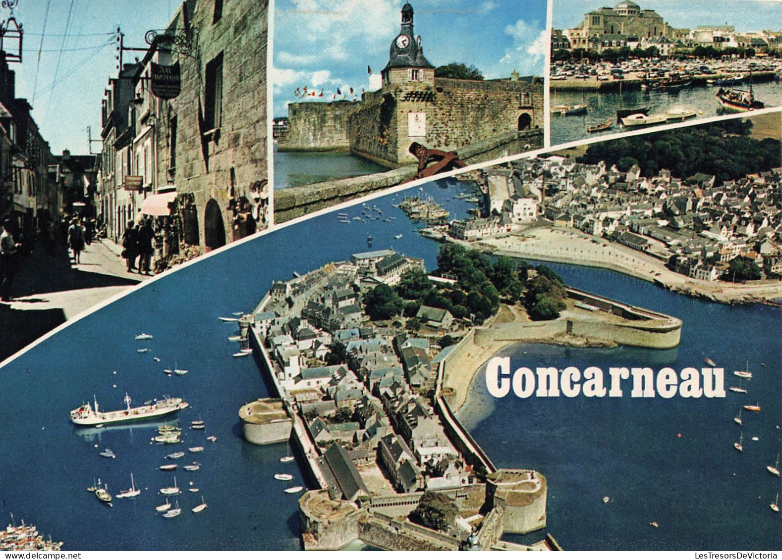 FRANCE - Concarneau - La Ville Close - Vieille Rue - Le Beffroi Et Les Remparts - Le Port Et L'église - Carte Postale - Concarneau