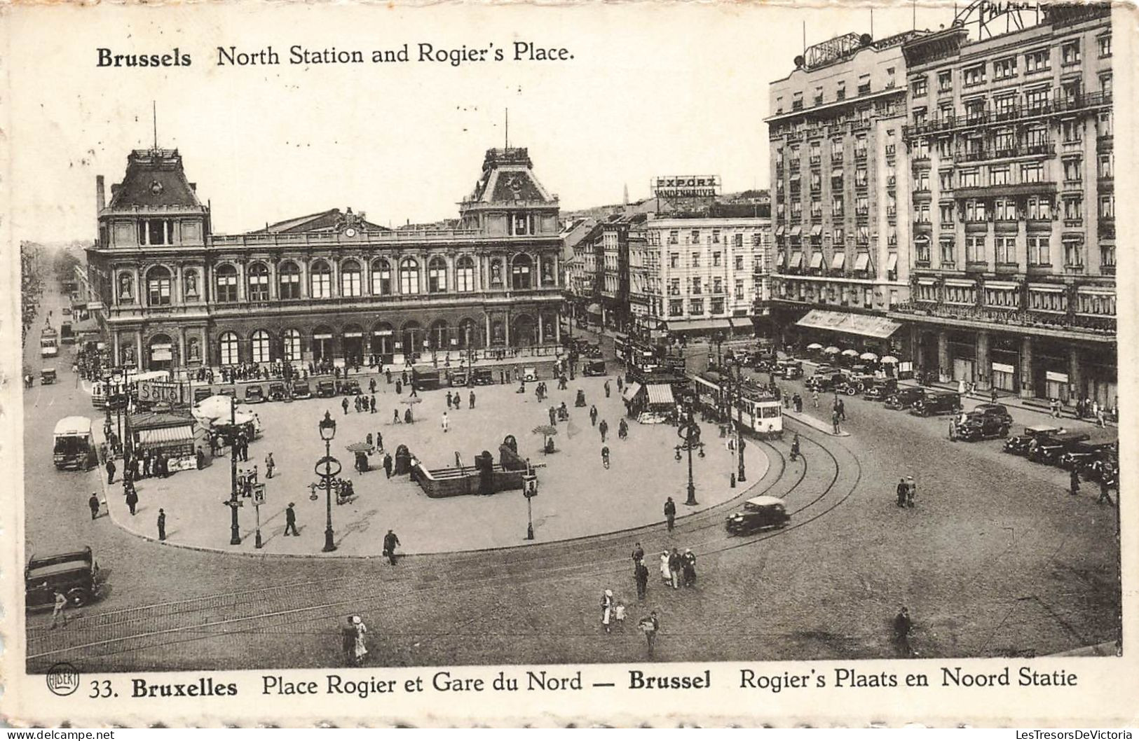 BELGIQUE - Bruxelles - Place Rogier Et Gare Du Nord - Animé - Carte Postale Ancienne - Plazas