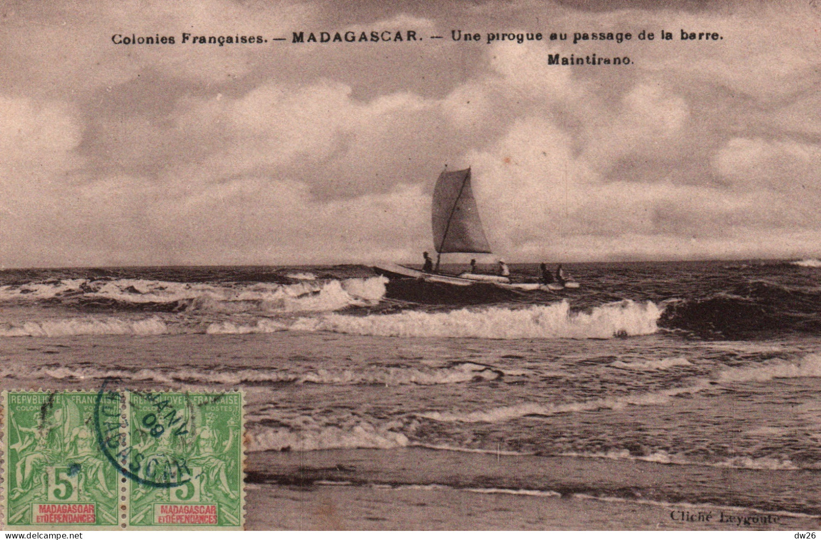 Madagascar, Maintirano - Une Pirogue Au Passage De La Barre - Cliché Leygoute - Carte De 1909 - Madagascar