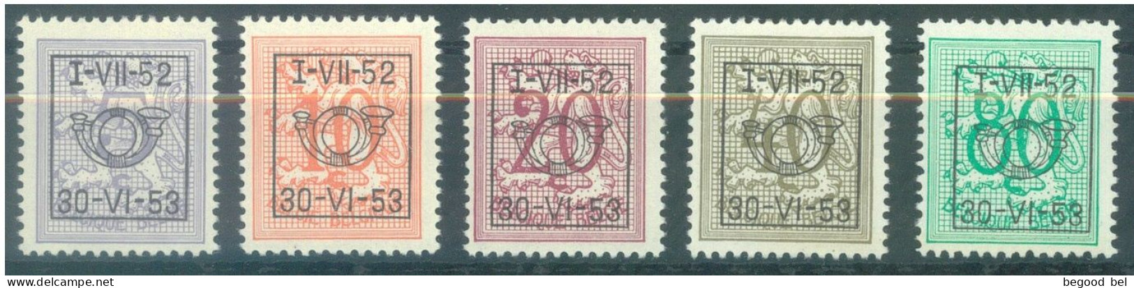 BELGIUM - I-VII-1952 30-VI-1953 - MLH/* - LION HERALDIQUE -  COB PRE625-629 - Lot 25930 - Typos 1951-80 (Ziffer Auf Löwe)