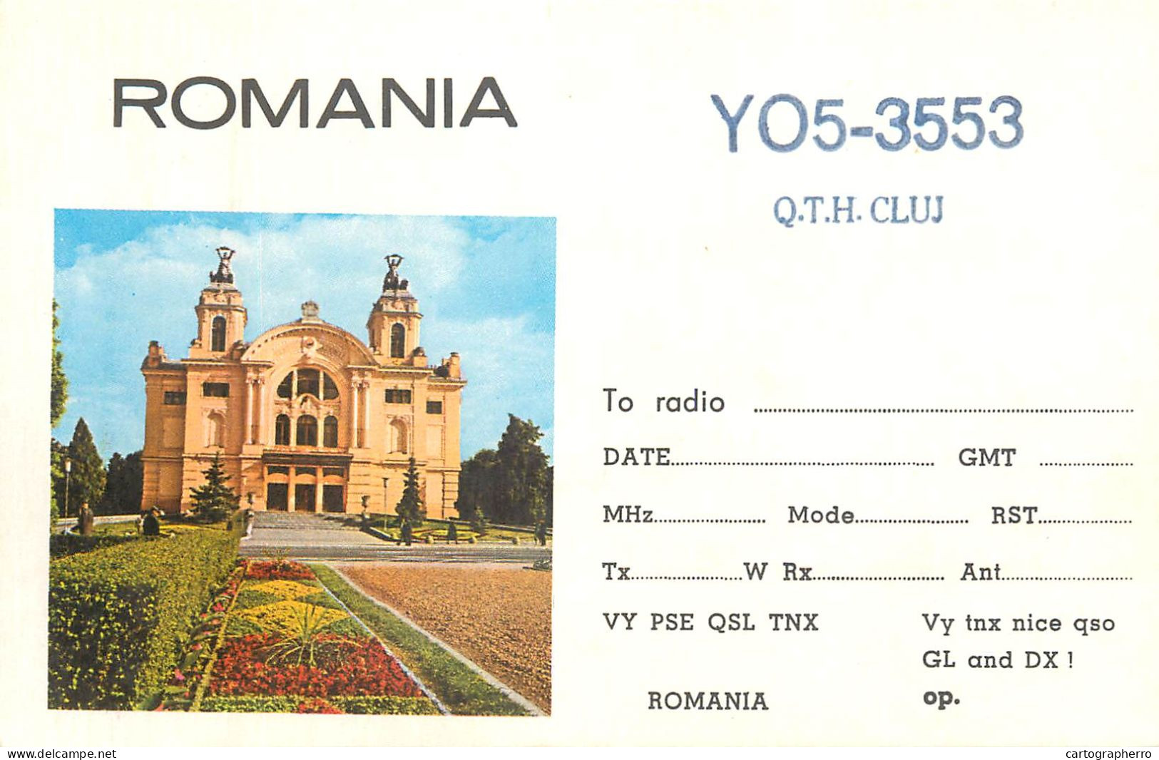 Romania Radio Amateur QSL Card YO5-3553 Cluj Teatrul National - Radio