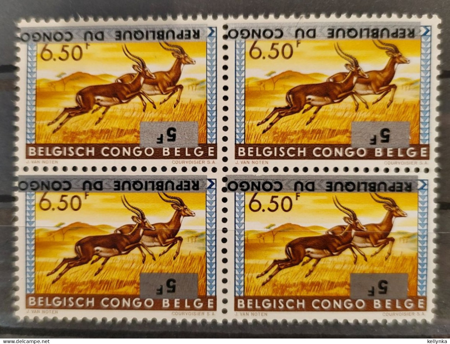 République Du Congo - 538 - Bloc De 4 - Variété - Surcharge Renversée & Déplacée - 1964 - Animaux - MNH - Unused Stamps