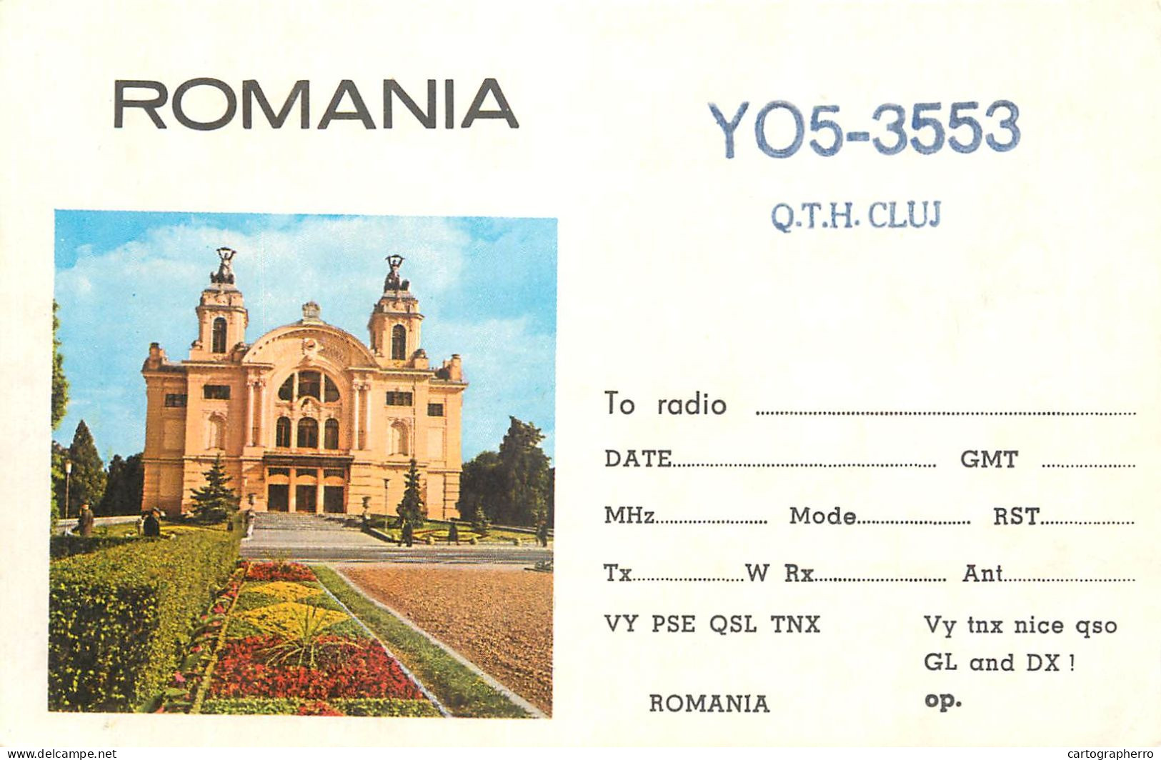 Romania Radio Amateur QSL Card YO5-3553 Cluj National Theatre - Radio
