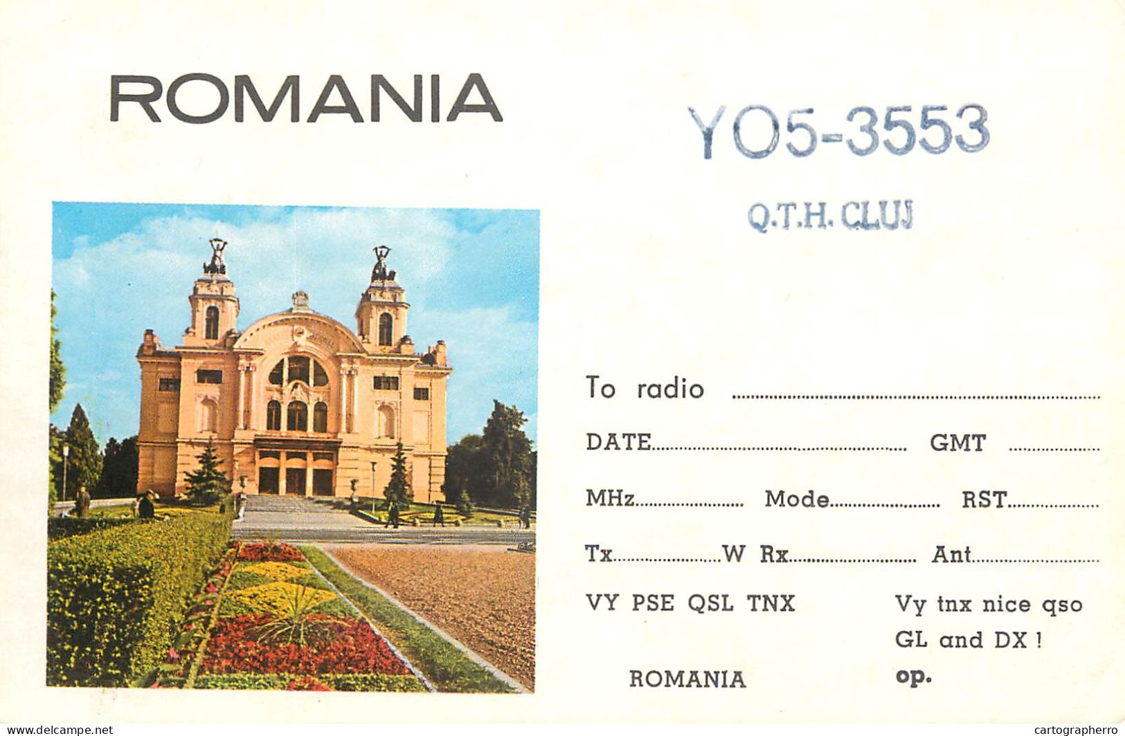 Romania Radio Amateur QSL Card YO5-3553 Cluj National Theatre - Radio