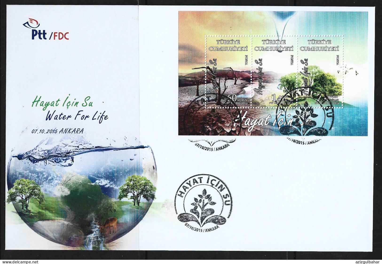 TURKEY - WATER FOR LIFE  -  7 OCTOBER 2015- FDC - FDC