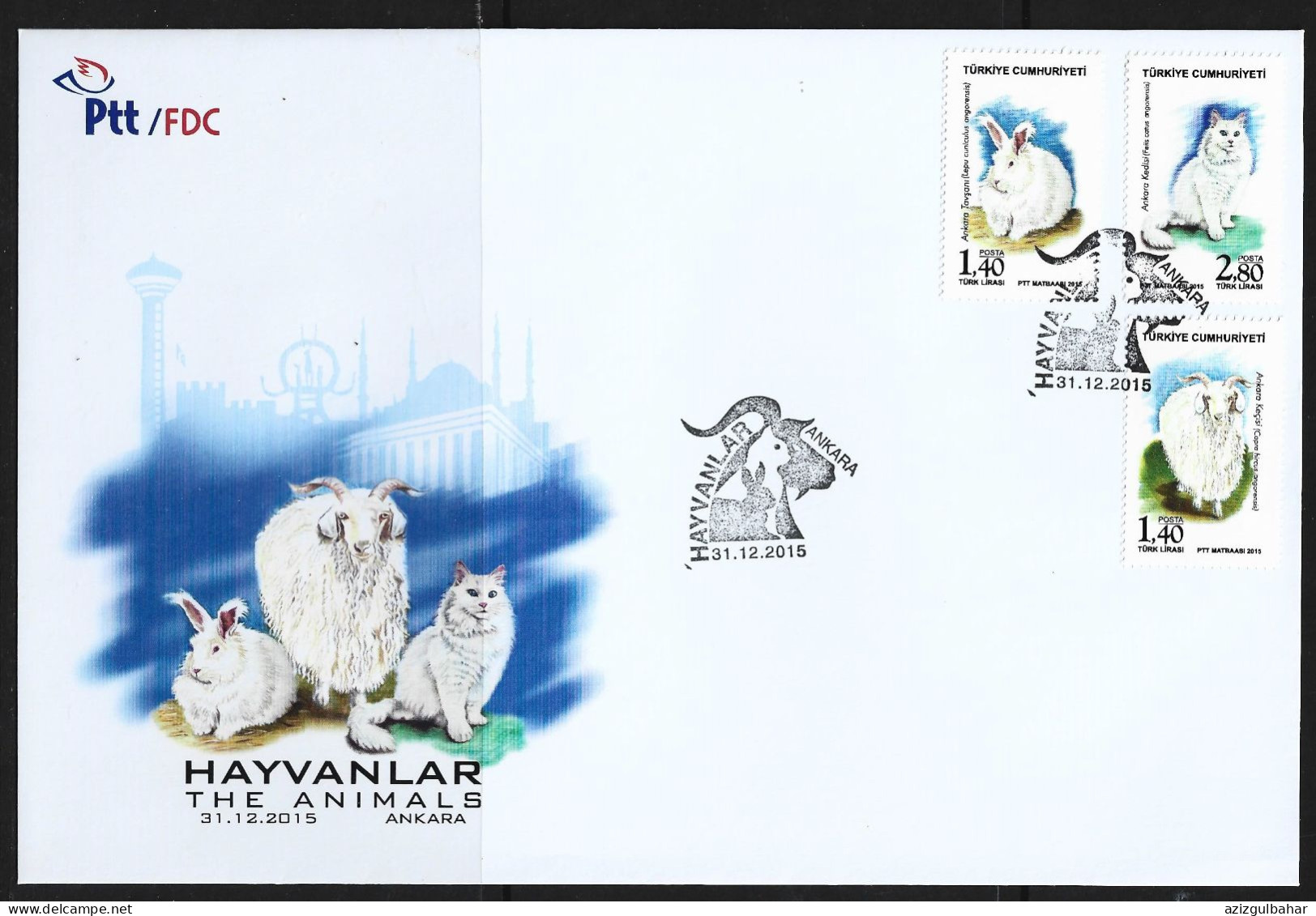 TURKEY - ANIMALS   -  31 DECEMBER 2015- FDC - FDC