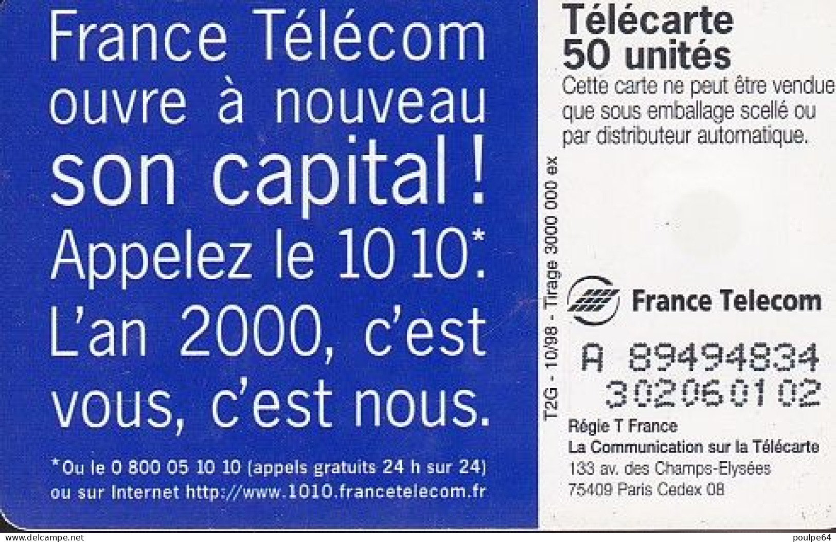 F924C  10/1998 - OUVERTURE DU CAPITAL - 50 SC7 - 1998