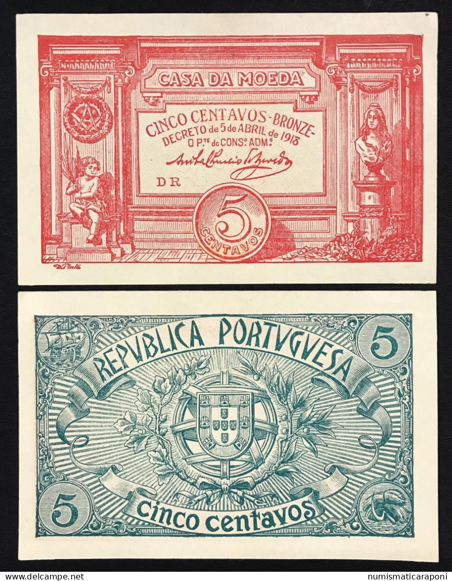 Portogallo Portugal  5 Centavos 1918 Pick#98 AUnc LOTTO 3753 - Portugal