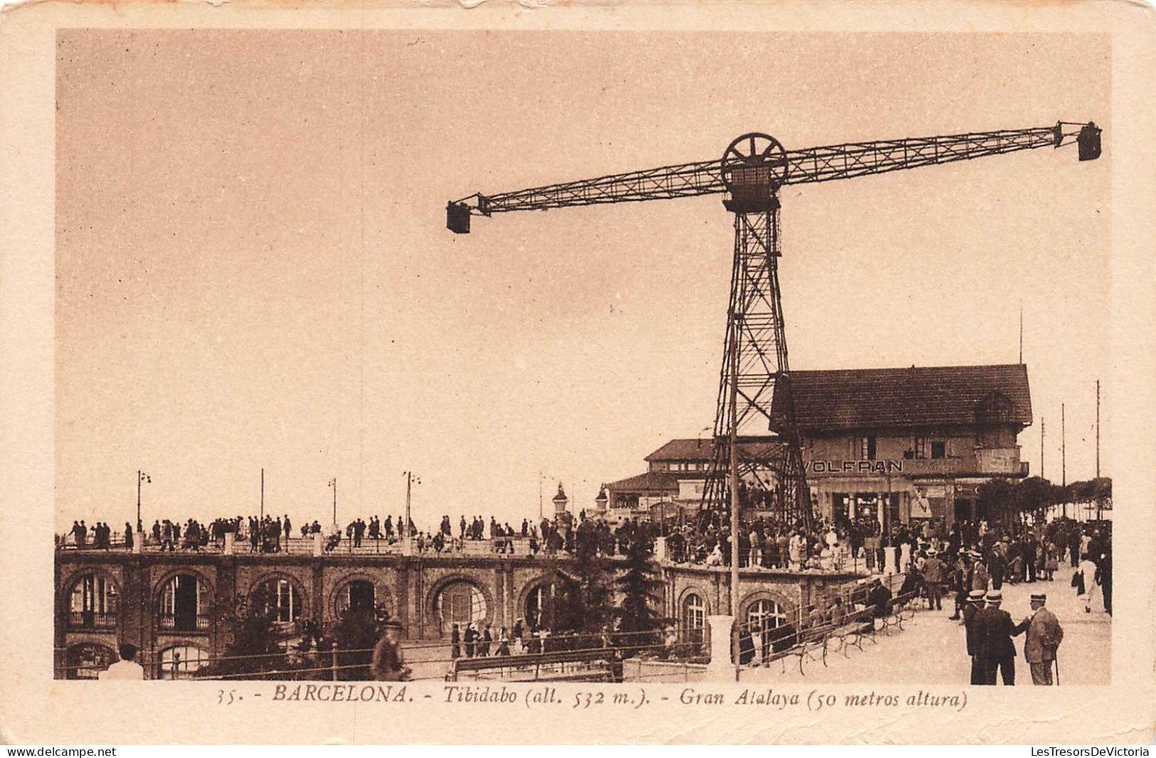 ESPAGNE - Barcelona - Tibidabo (alt 532m) - Gran Atalaya (50 Metros Altura) - Animé - Carte Postale Ancienne - Barcelona