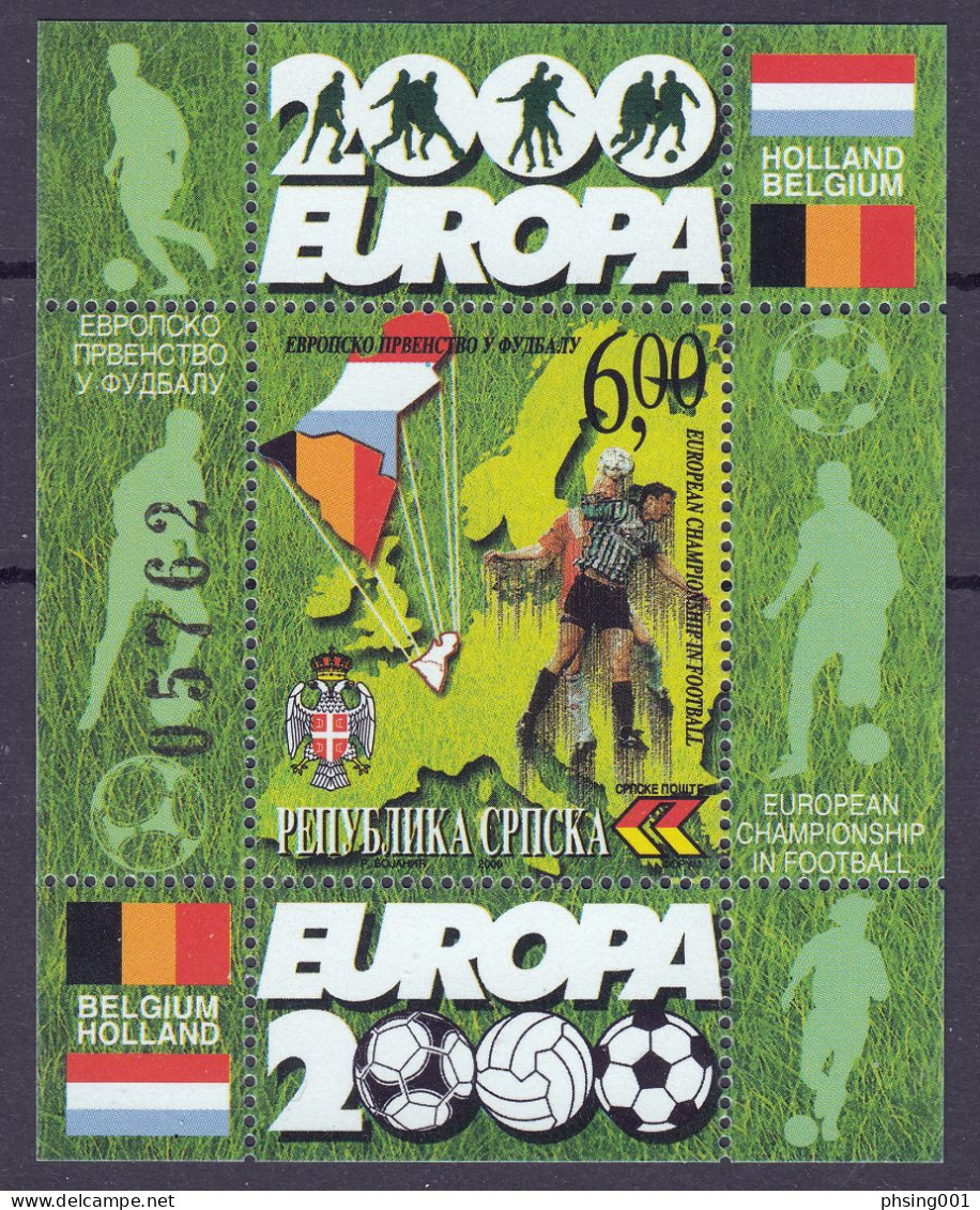 Bosnia Serbia 2000 European Football Championship UEFA Belgium Netherlands Soccer, Block, Souvenir Sheet MNH - Championnat D'Europe (UEFA)