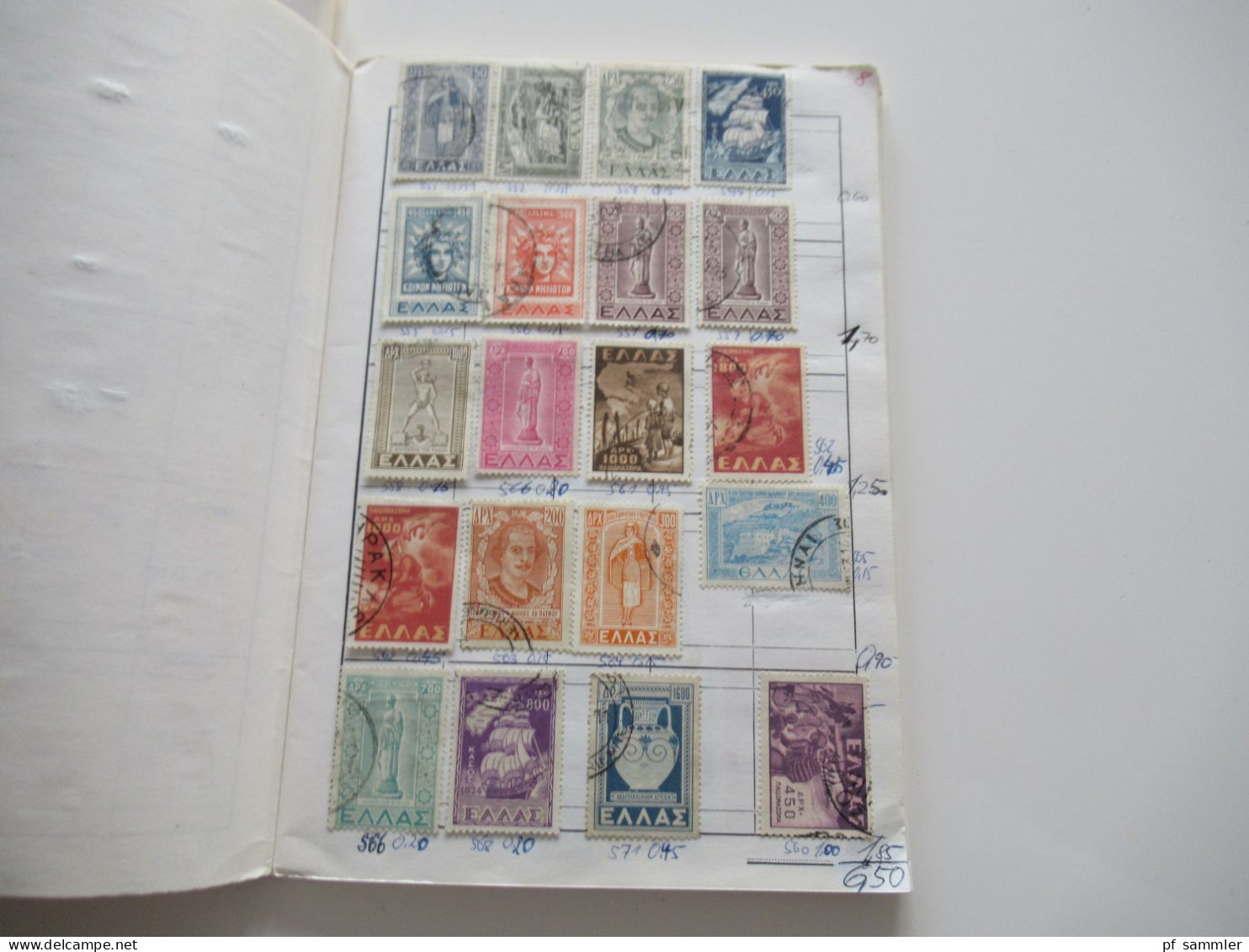 Sammlung / 3 interessante Auswahlhefte Europa Griechenland ca.1900 - 1993 massenweise gestempelte Marken / Fundgrube!