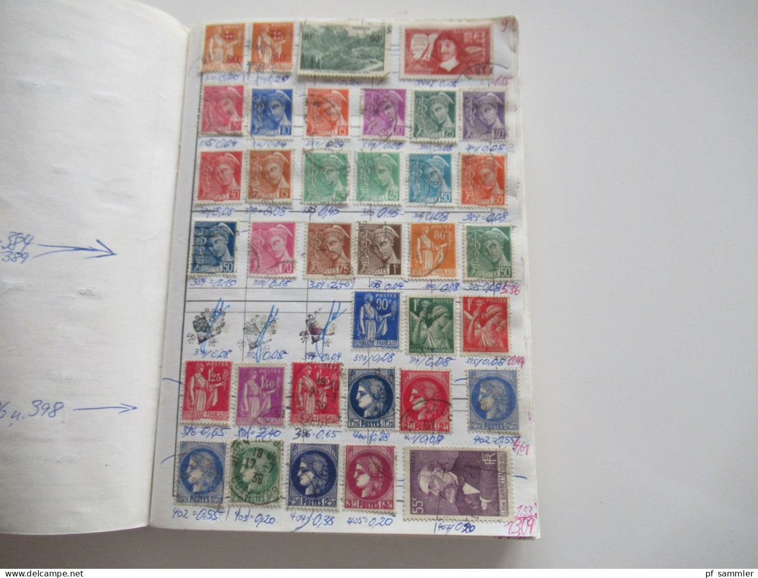 Sammlung / interessantes Auswahlheft Europa Frankreich ab Klassik - 1971 massenweise gestempelte Marken / Fundgrube!