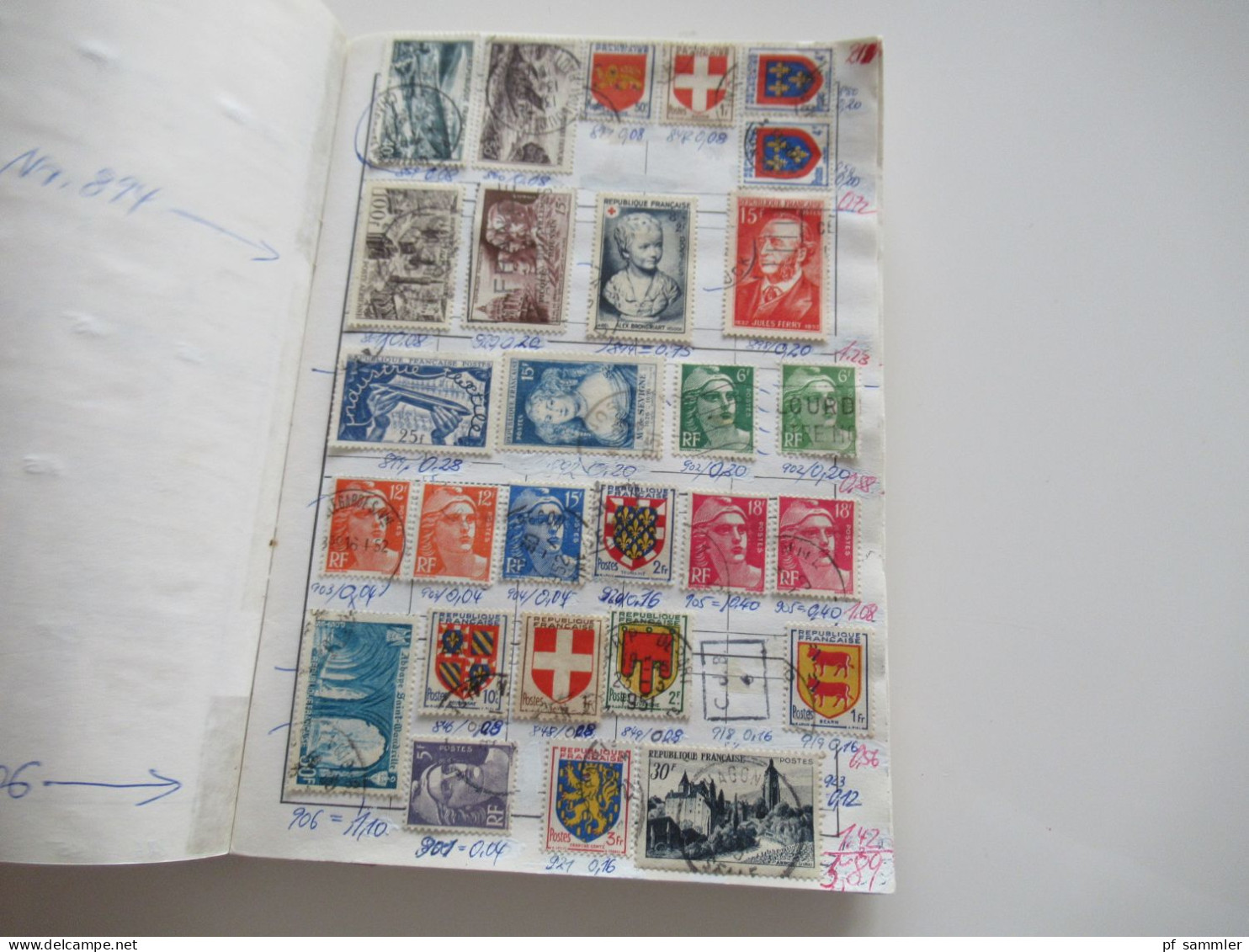 Sammlung / interessantes Auswahlheft Europa Frankreich ab Klassik - 1971 massenweise gestempelte Marken / Fundgrube!