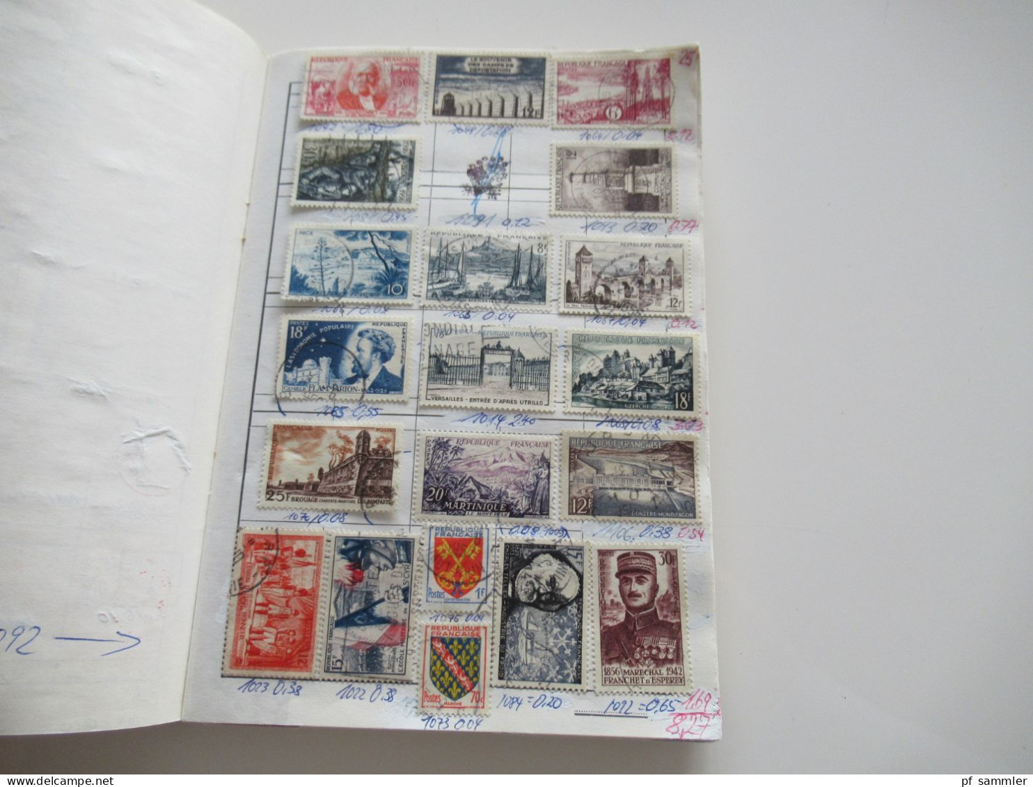 Sammlung / interessantes Auswahlheft Europa Frankreich ab Klassik - 1971 massenweise gestempelte Marken / Fundgrube!