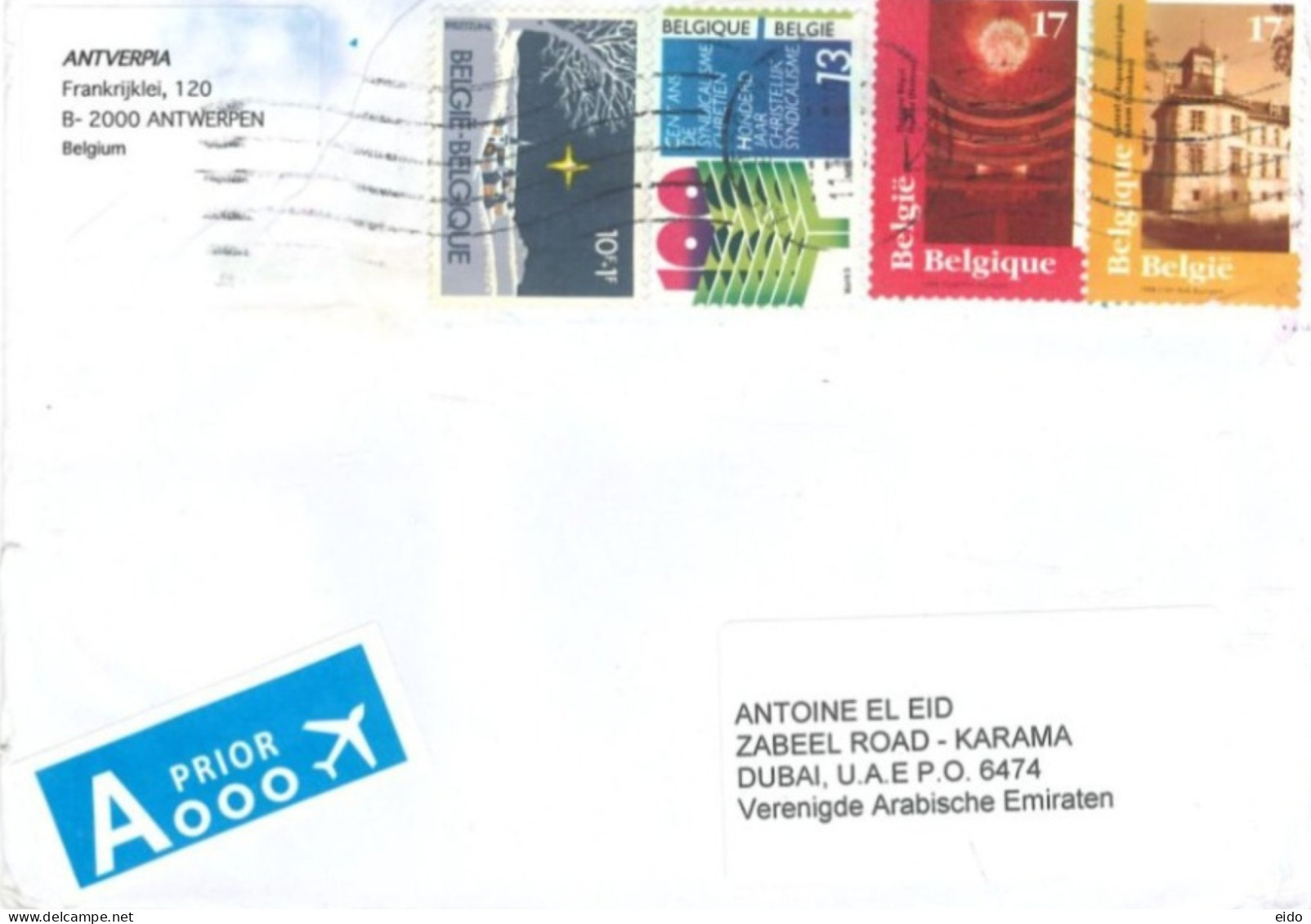 BELGIUM : 2015, STAMPS COVER TO DUBAI. - Covers & Documents