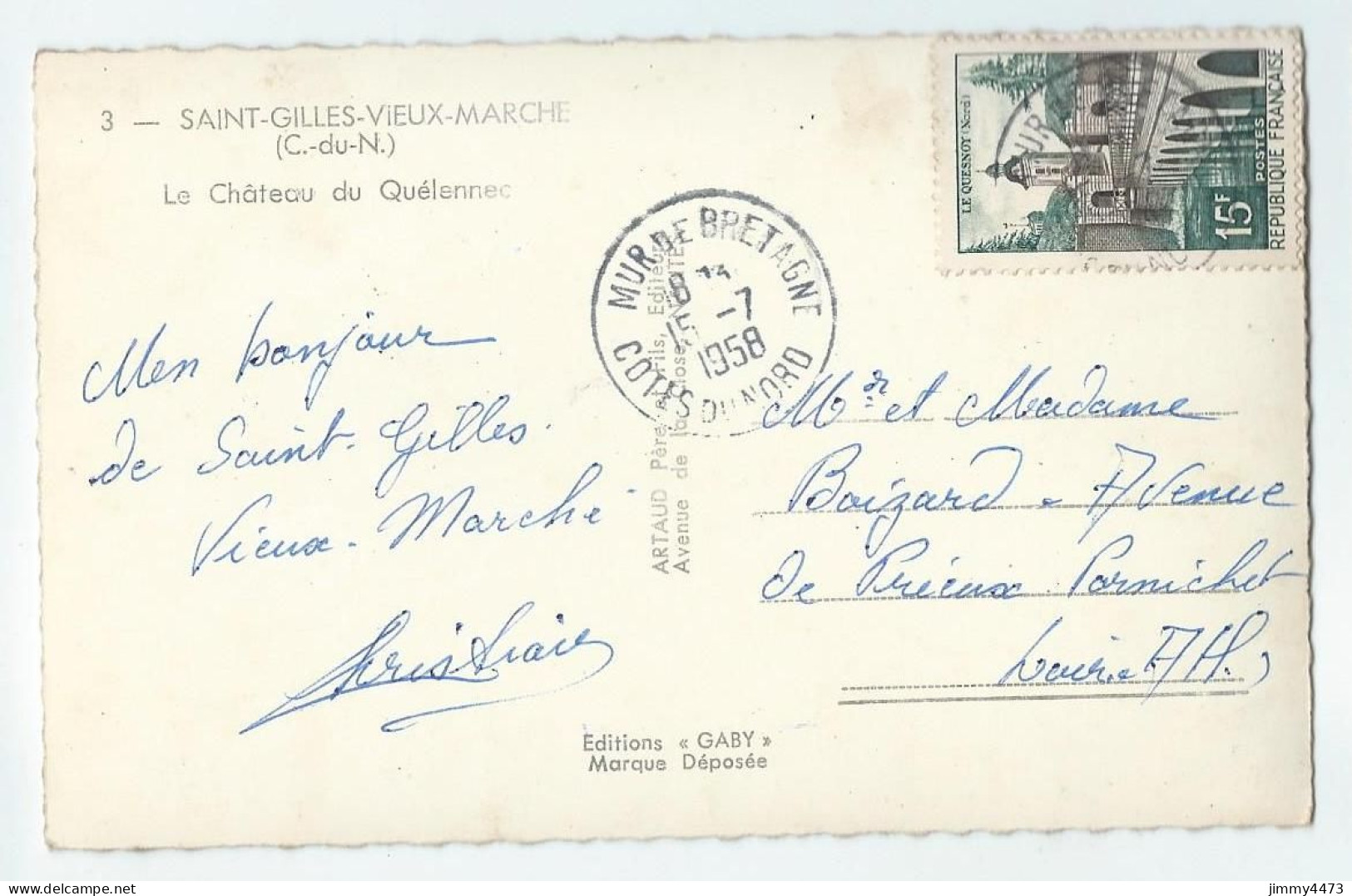 CPSM - SAINT-GILLES-VIEUX-MARCHE (C.-du-N.) - Le Château Du Quélennec En 1958 - N° 3 - Edit. ARTAUD - Saint-Gilles-Vieux-Marché