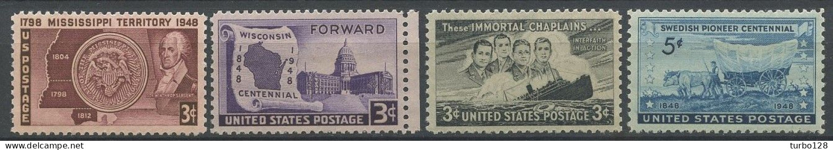 EU 1948 N° 506/509 ** Neufs MNH Superbes C 2.10 € Mississippi Sceau Wisconsin Capitole Bateau Dorchester Boat Pionniers - Nuevos