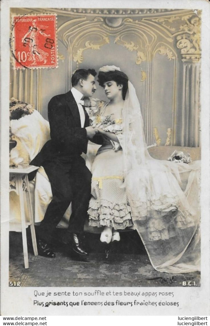 CARTE FANTAISIE ANNEE 1908 -  COUPLE A LEGENDE  -  CIRCULEE -  COLLECTION JULIETTE -  JULIETTE A LEON - Colecciones Y Lotes