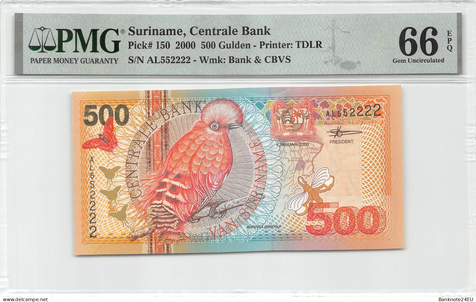 Suriname 500 Gulden 2000 Unc PMG 66 EPQ Pn 150 - Sonstige – Amerika