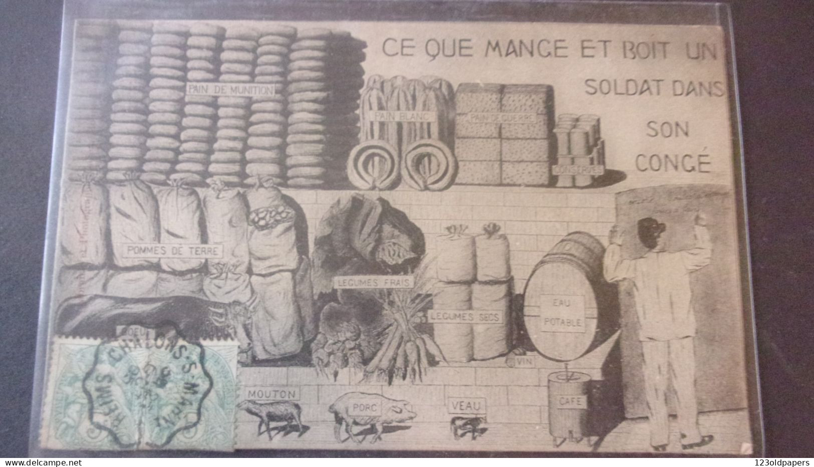 WWI RARE CE QUE MANGE ET BOIT UN SOLDAT DANS SON CONGE - War 1914-18