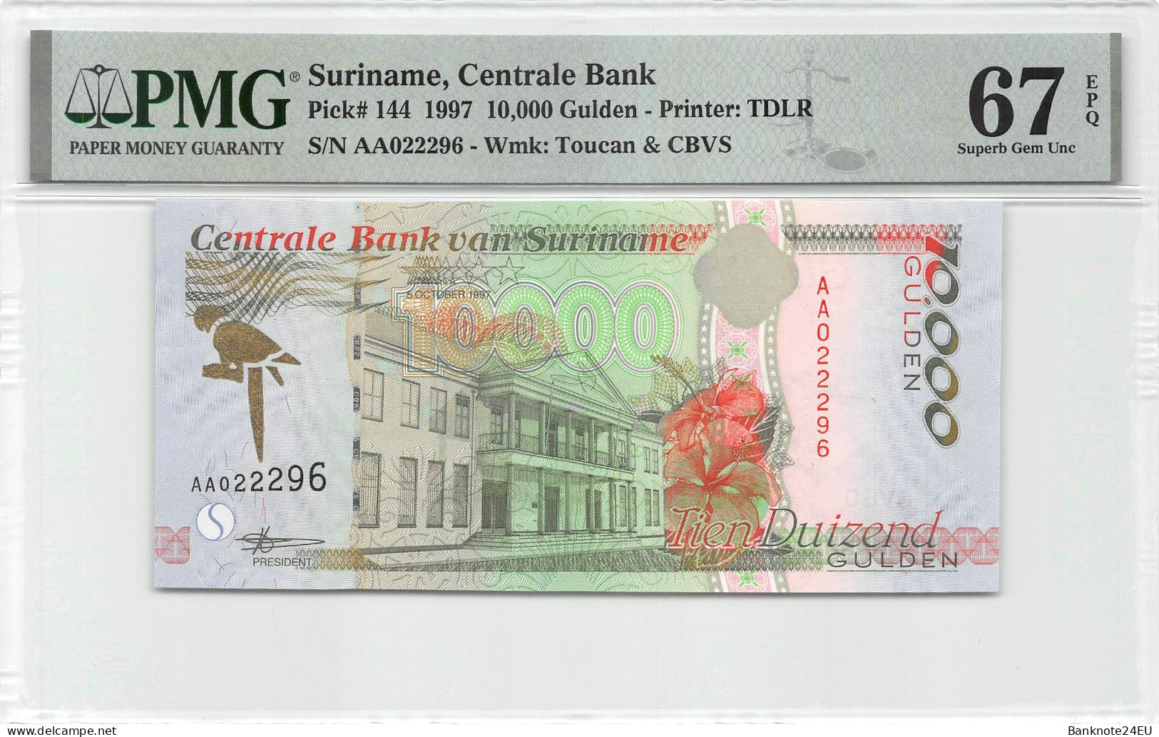 Suriname 10.000 Gulden 1997 Unc PMG 67 EPQ Pn 144 - Sonstige – Amerika