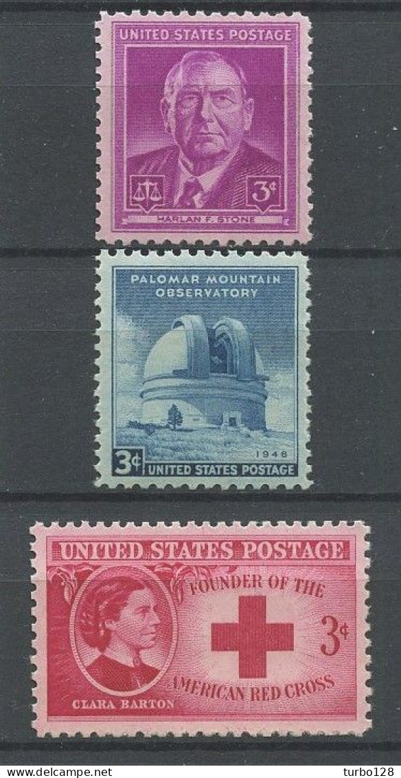 EU 1948 N° 516/518 ** Neufs MNH Superbes C 1.30 € Fiske Stone Observatoire Mont Palomar Croix Rouge Red Cross Barton - Ongebruikt