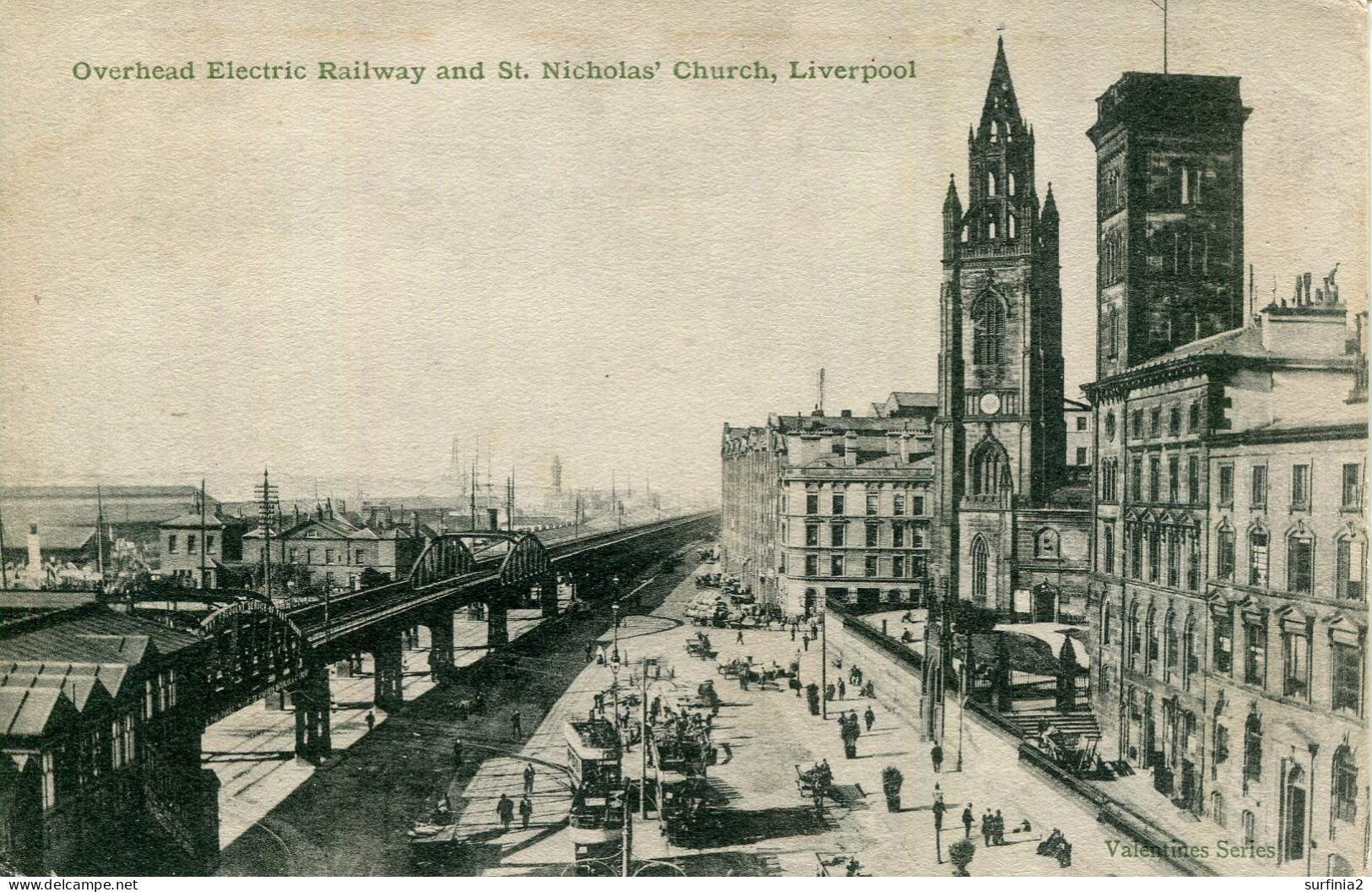 MERSEYSIDE - LIVERPOOL - OVERHEAD ELECTRIC RAILWAY AND ST NICHOLAS CHURCH Me983 - Liverpool