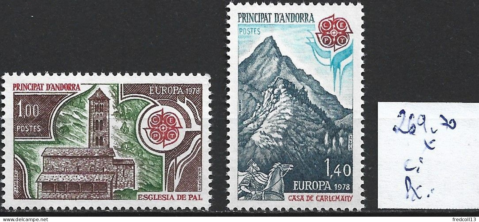 ANDORRE FRANCAIS 269-70 * Côte 25 € - 1978