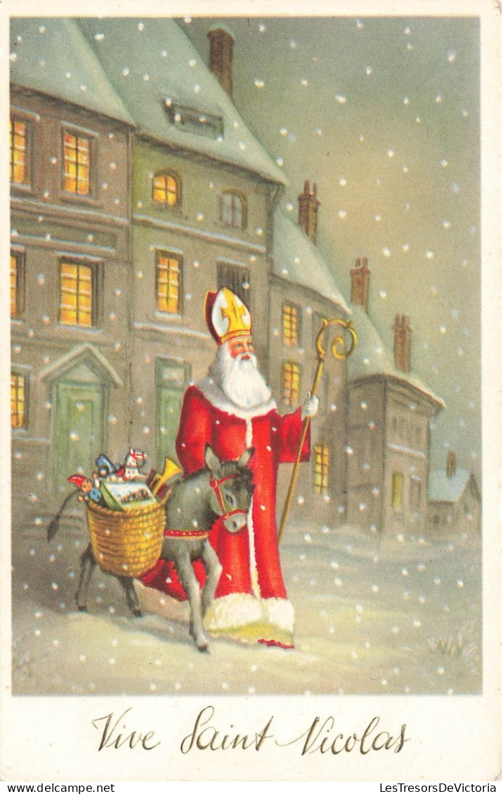 FÊTES ET VOEUX - Saint Nicolas - Saint Nicolas Dans La Neige Avec Un âne - Colorisé - Carte Postale Ancienne - Saint-Nicolas