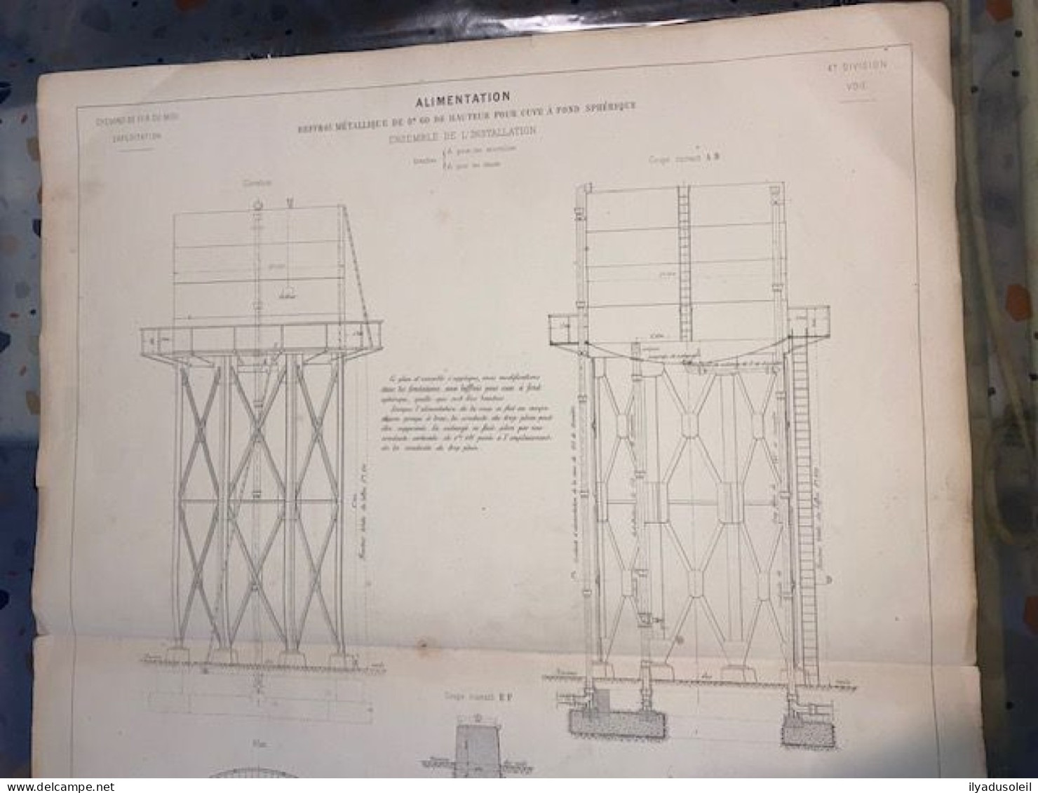 Plan Chemin De Fer Du Midi Alimentation Befroi Metalique Pour Cuve Bordeaux Fevier 1864 Format ,66 X 50 Cm - Other Plans