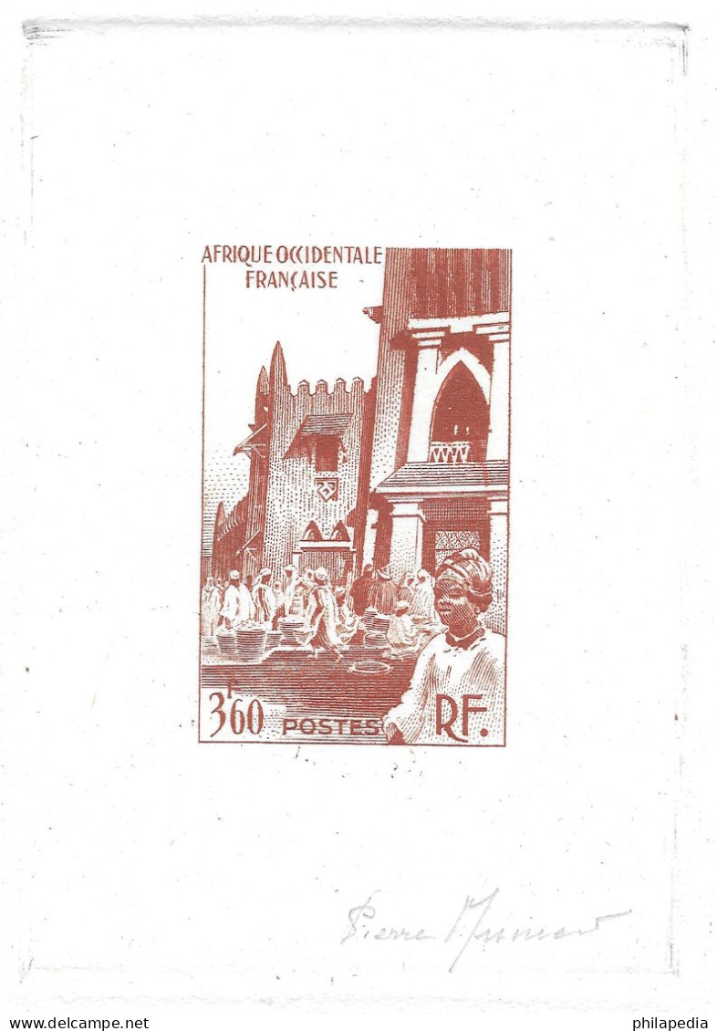 Aof France Marché Bamako Soudan Epreuve D' Artiste Signée Non Dentelé Signed Imperf Die Proof Geschnitten **1947 + 800 € - Mosquées & Synagogues